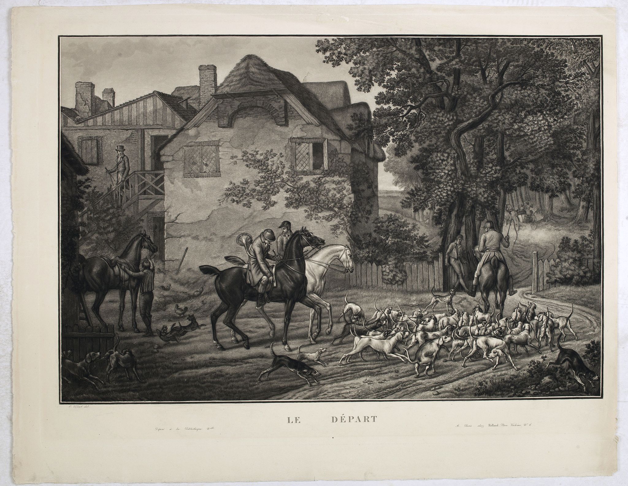 VERNET, Carle., Le départ., antique map, old maps