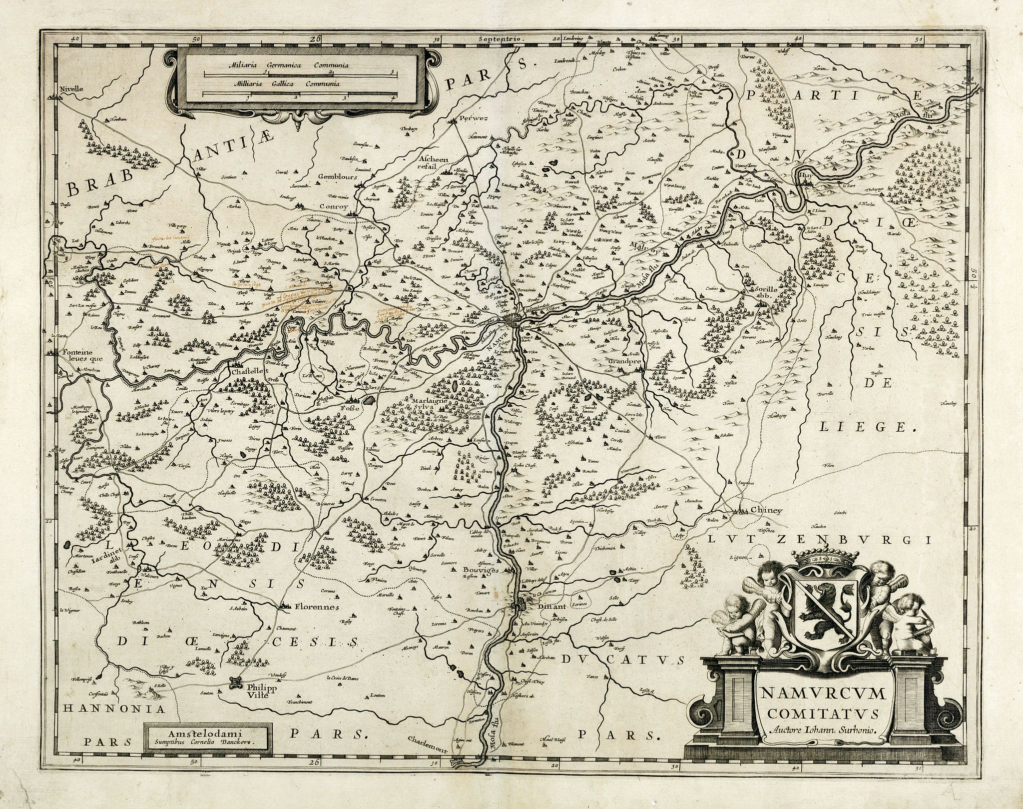 DANCKERTS, C., Namurcum comitatus., antique map, old maps