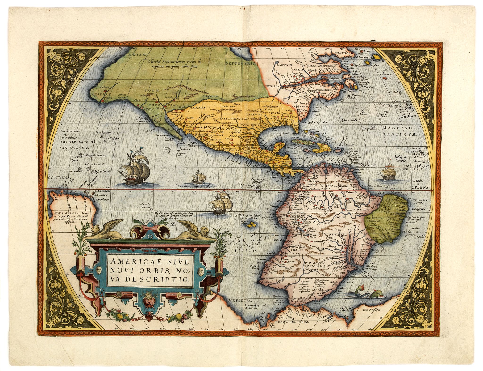 ORTELIUS, A., Americae Sive Novi Orbis, Nova Descriptio., antique map, old maps