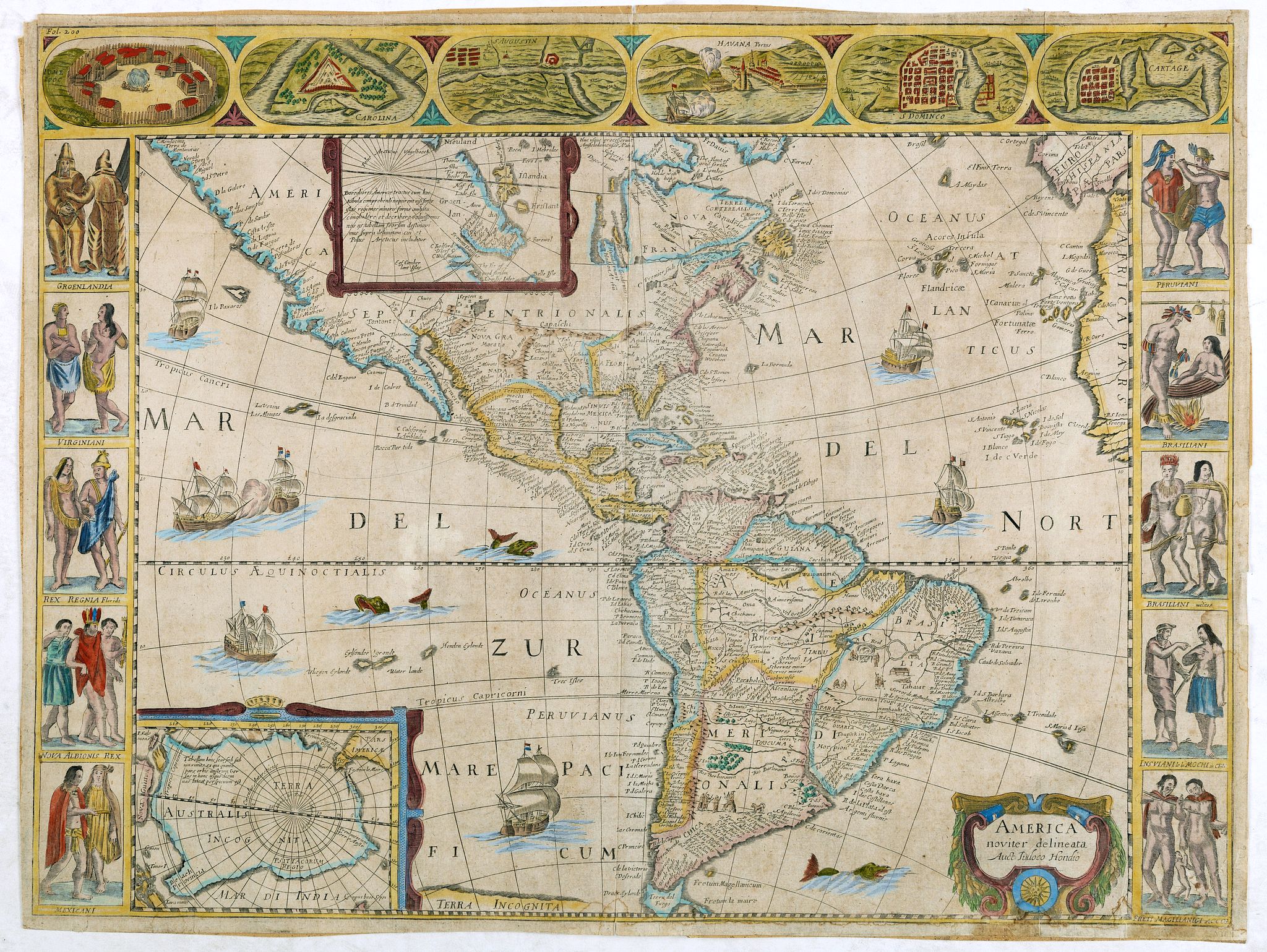 D'AVITY,P. after JANSSONIUS, America noviter delineata., antique map, old maps