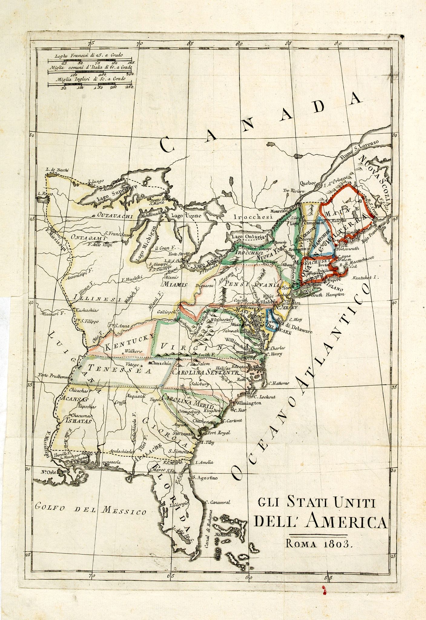 GUTHRIE, W., Gli Stati Uniti dell’America., antique map, old maps