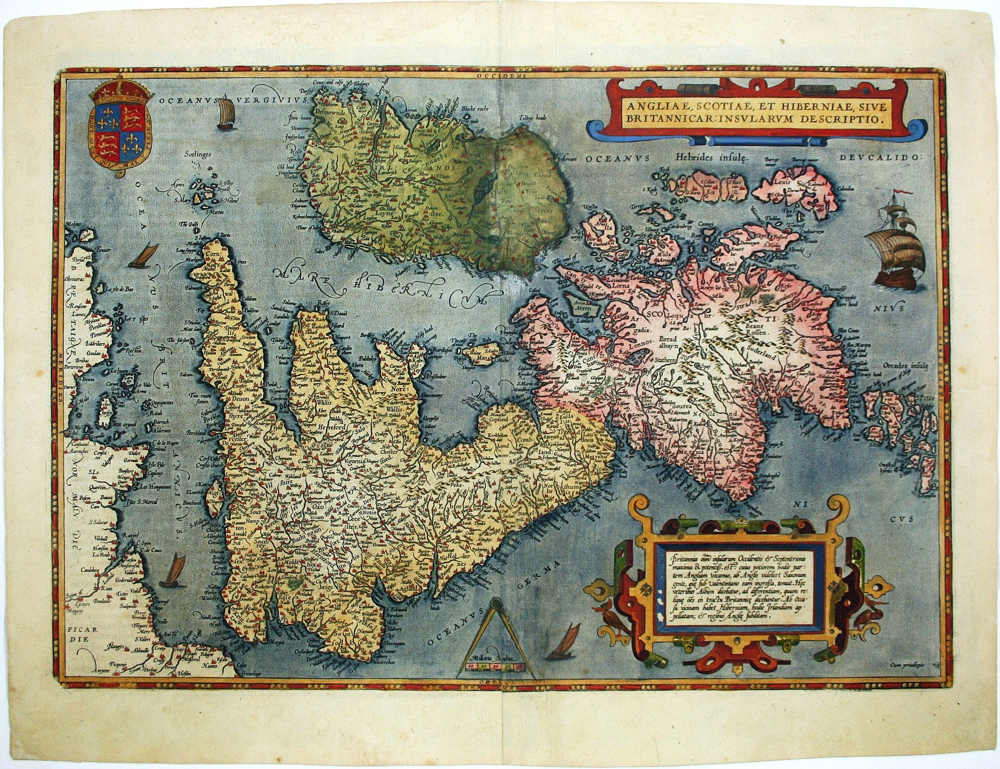 ORTELIUS, A., Angliae, scotiae, et Hiberniae, sive Britannicar insularum., antique map, old maps