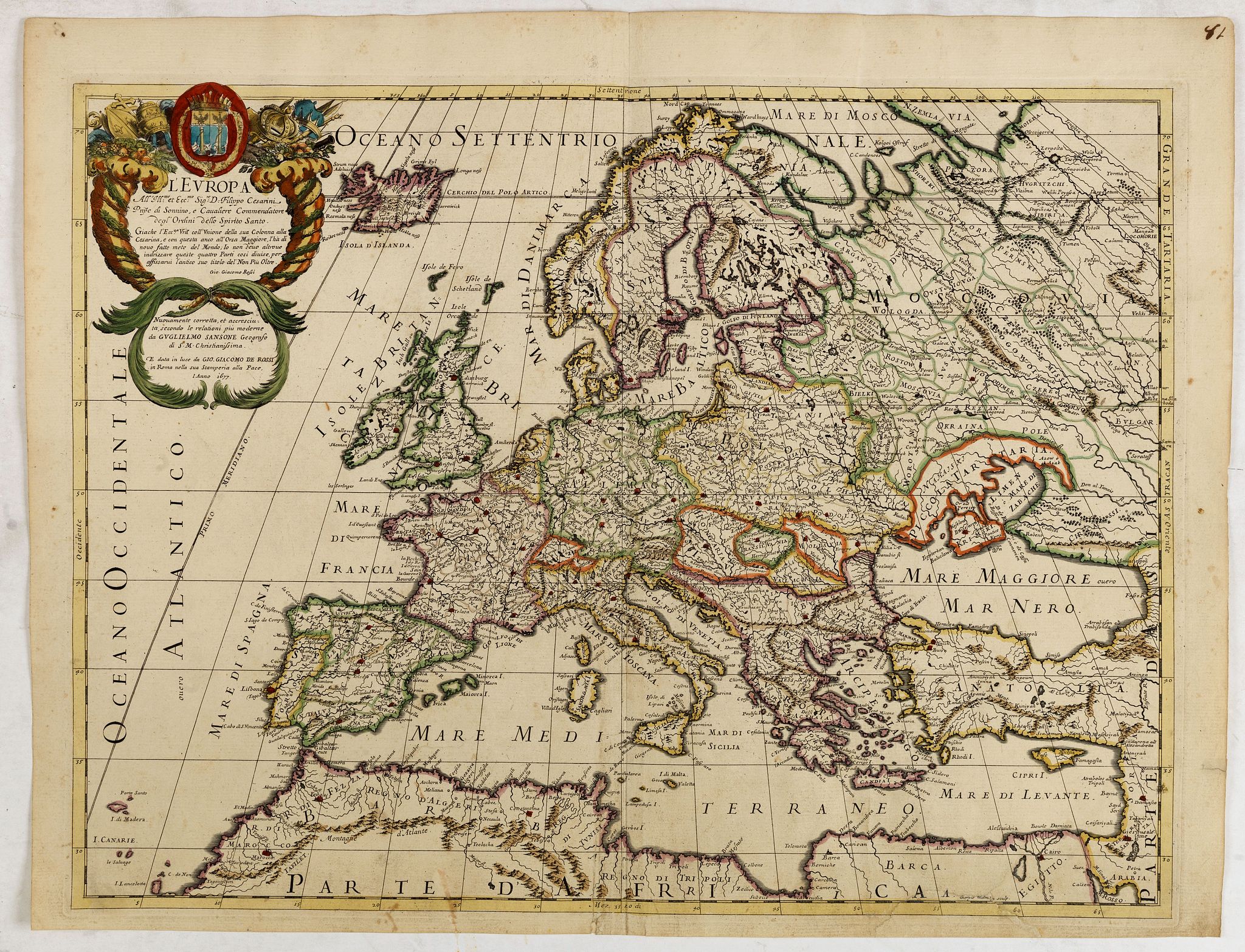DE ROSSI, G., L'Europa…, antique map, old maps