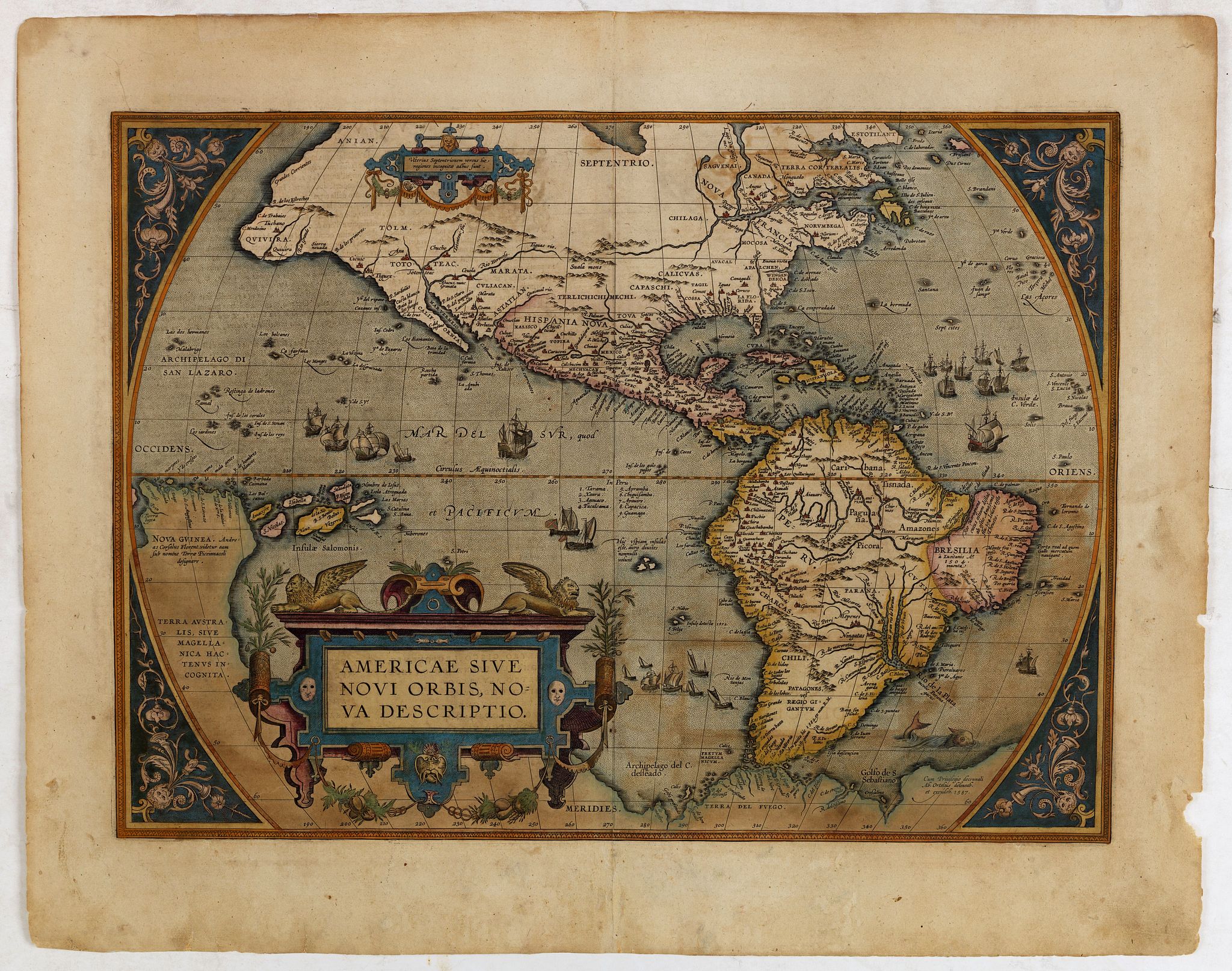 ORTELIUS, A., Americae sive novi orbis, nova descriptio., antique map, old maps