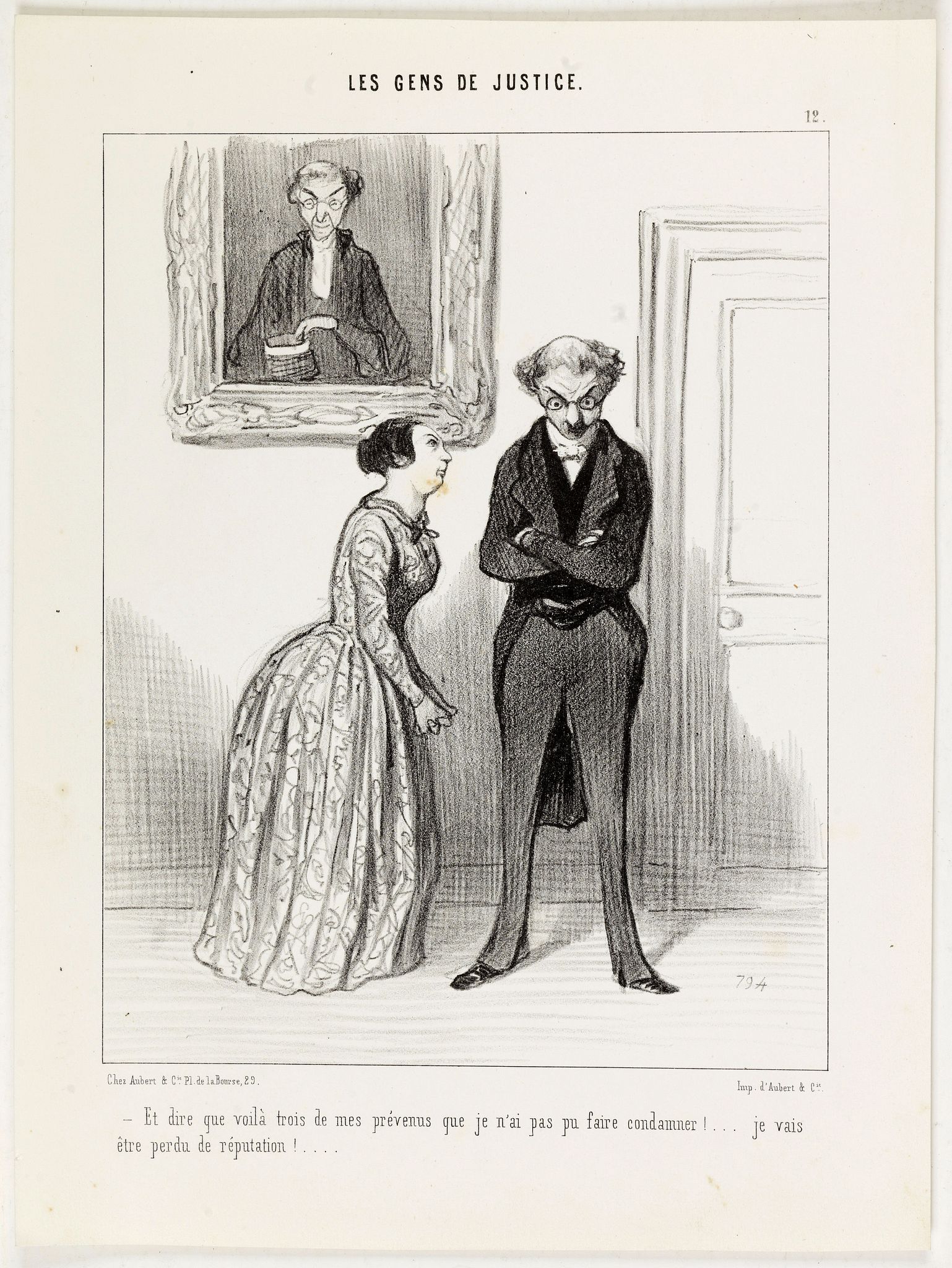 DAUMIER, H., Les Gens de Justice. - Et dire que voilà trois de mes prévenus que je n'ai pas pu faire condamner! . . ., antique map, old maps