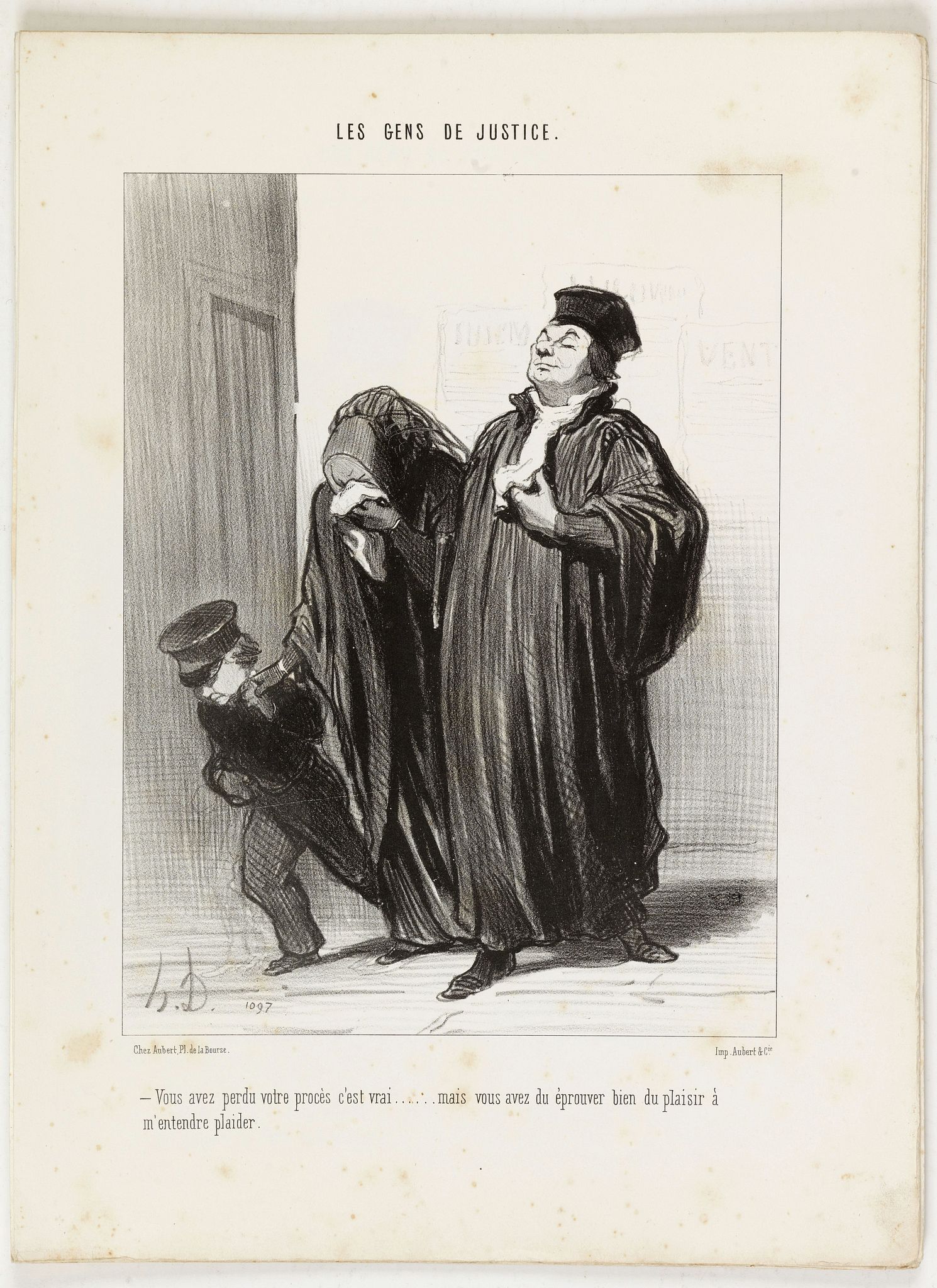 DAUMIER, H., Les Gens de Justice. - Vous avez perdu votre procès c'est vrai . . ., antique map, old maps