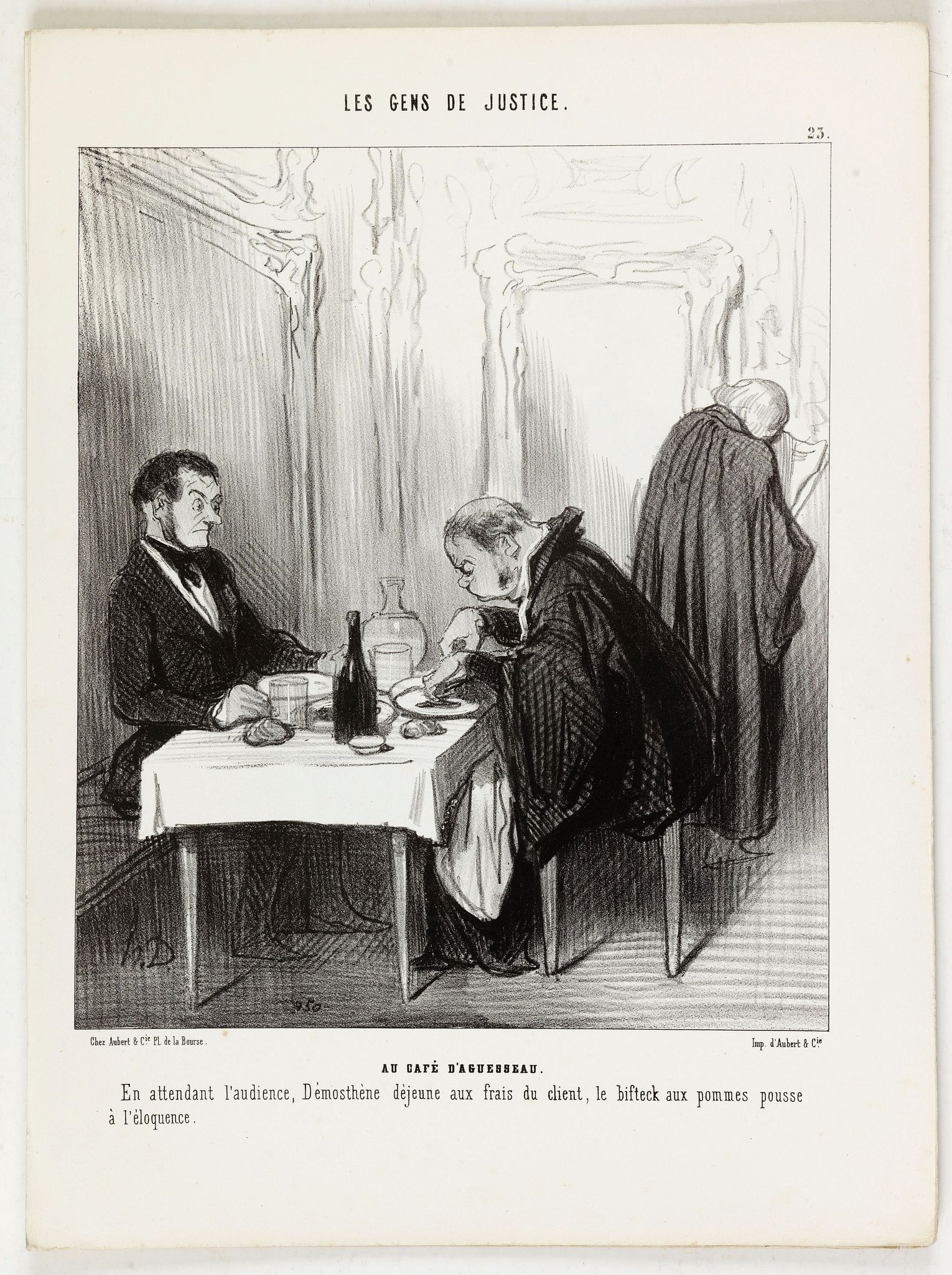 DAUMIER, H., Les Gens de Justice. - Au café d'Aguesseau., antique map, old maps