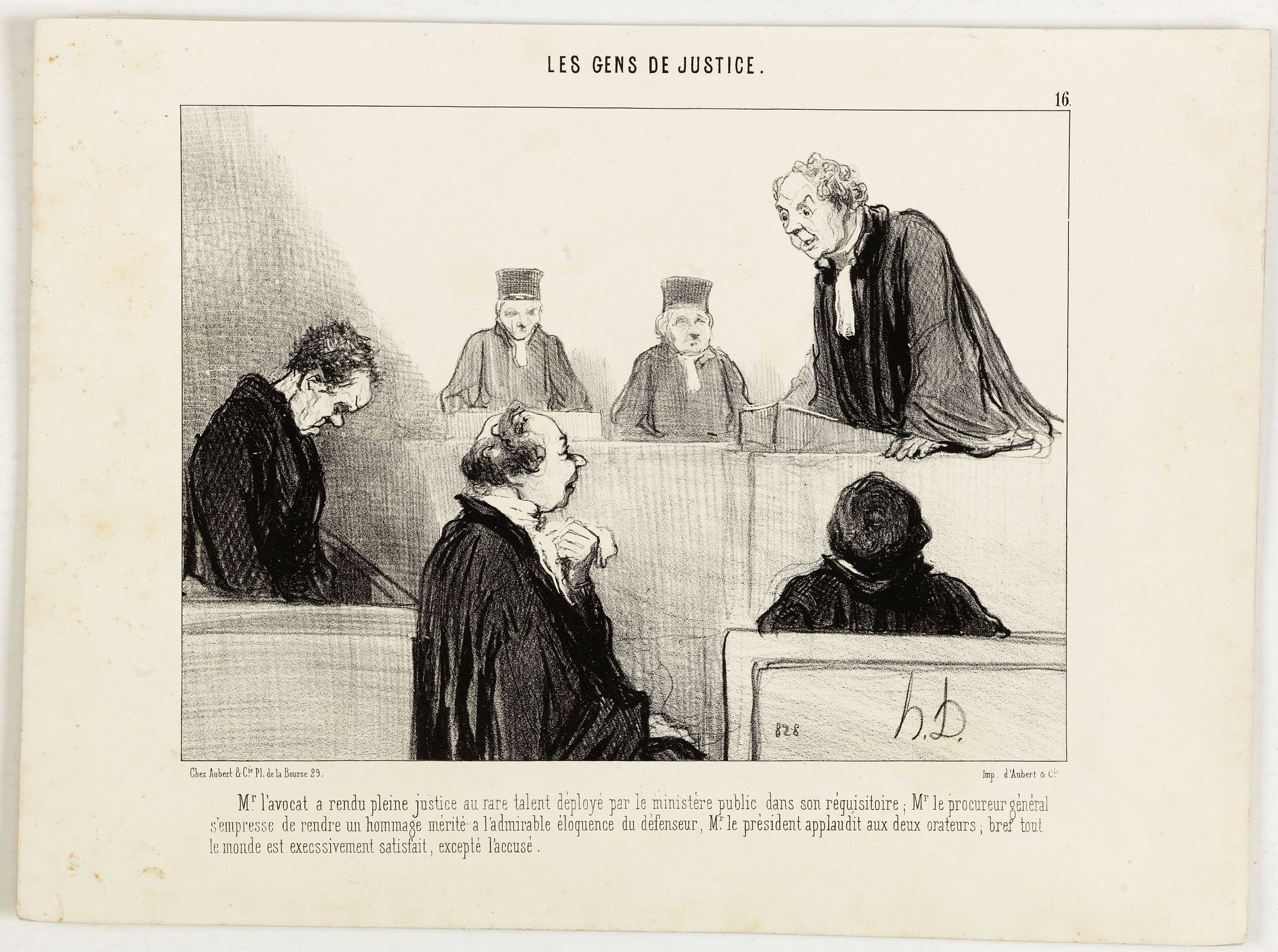 DAUMIER, H., Les Gens de Justice. - Mr. l'avocat a rendu pleine justice au rare talent déployé par le ministère public . . ., antique map, old maps