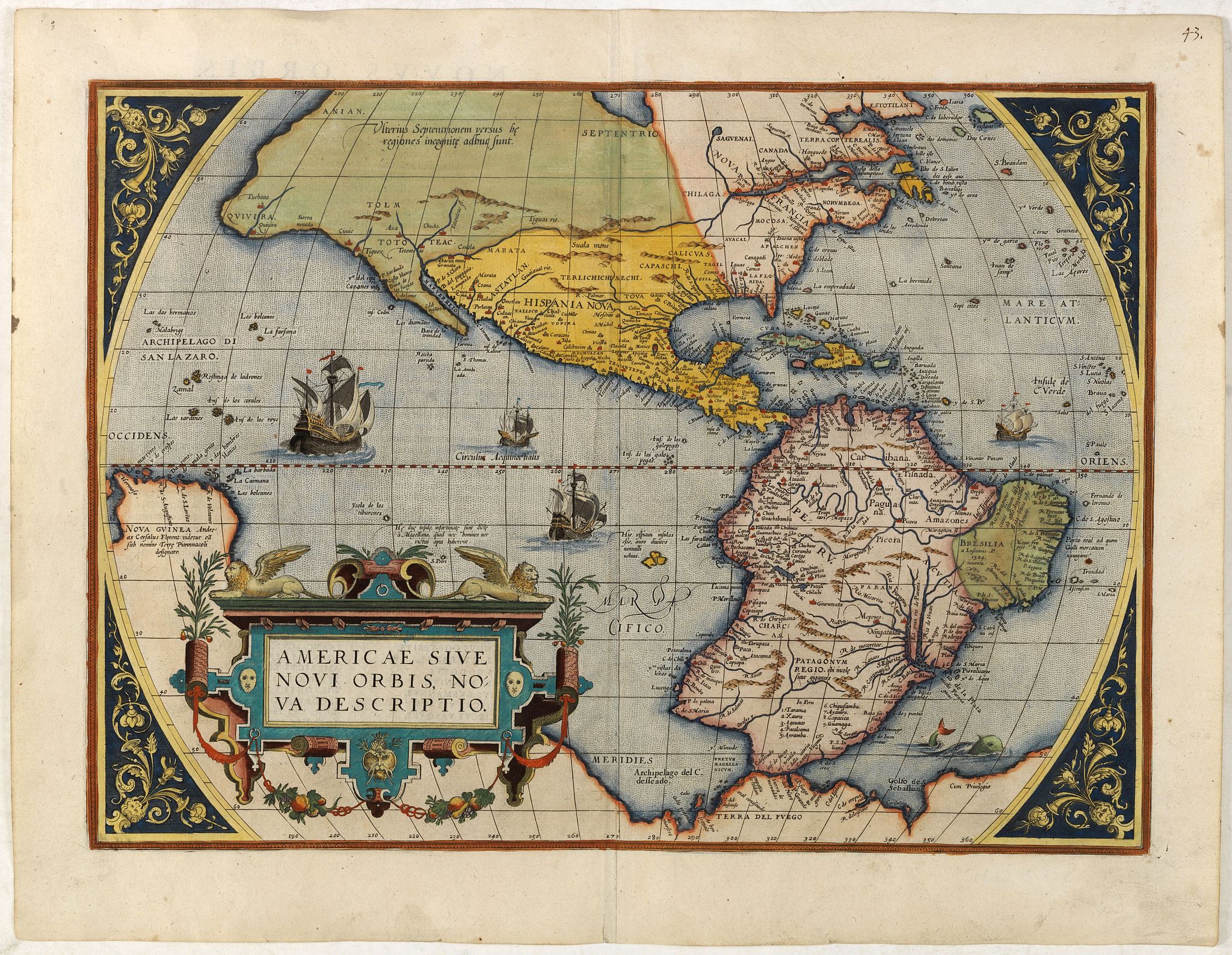 ORTELIUS, A., Americae Sive Novi Orbis, Nova Descriptio., antique map, old maps