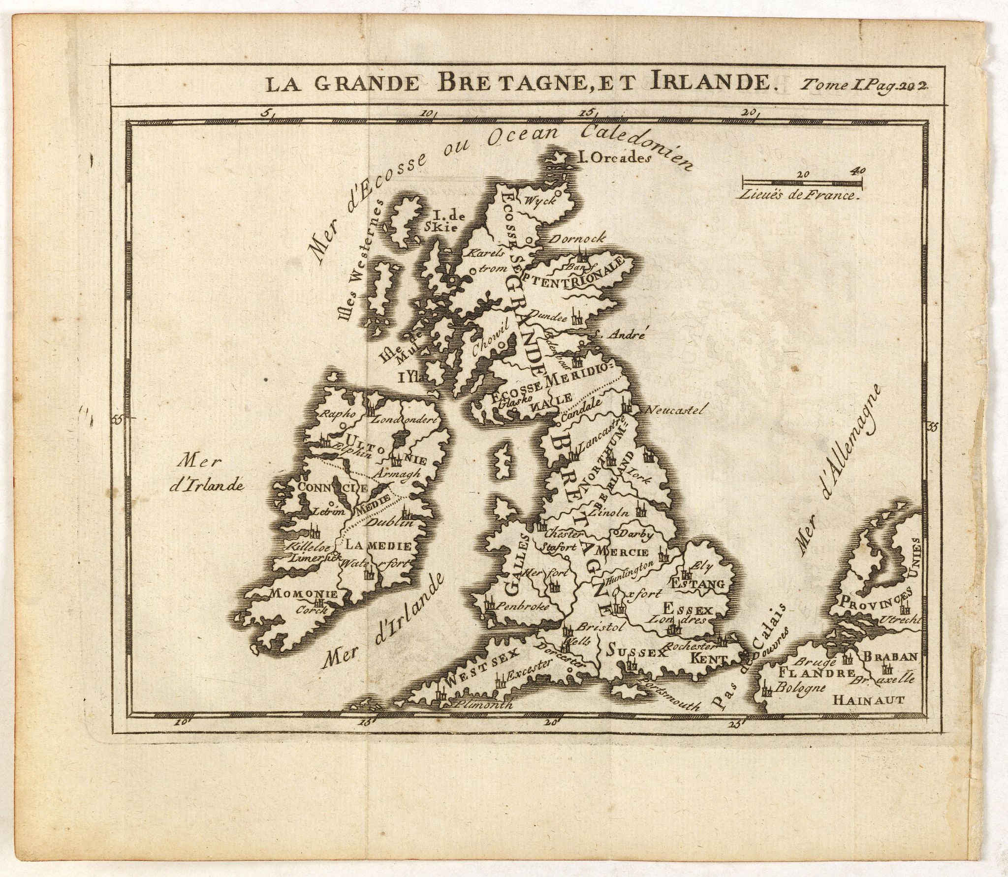 DELISLE, G. after, La Grande Bretagne, et Irlande., antique map, old maps