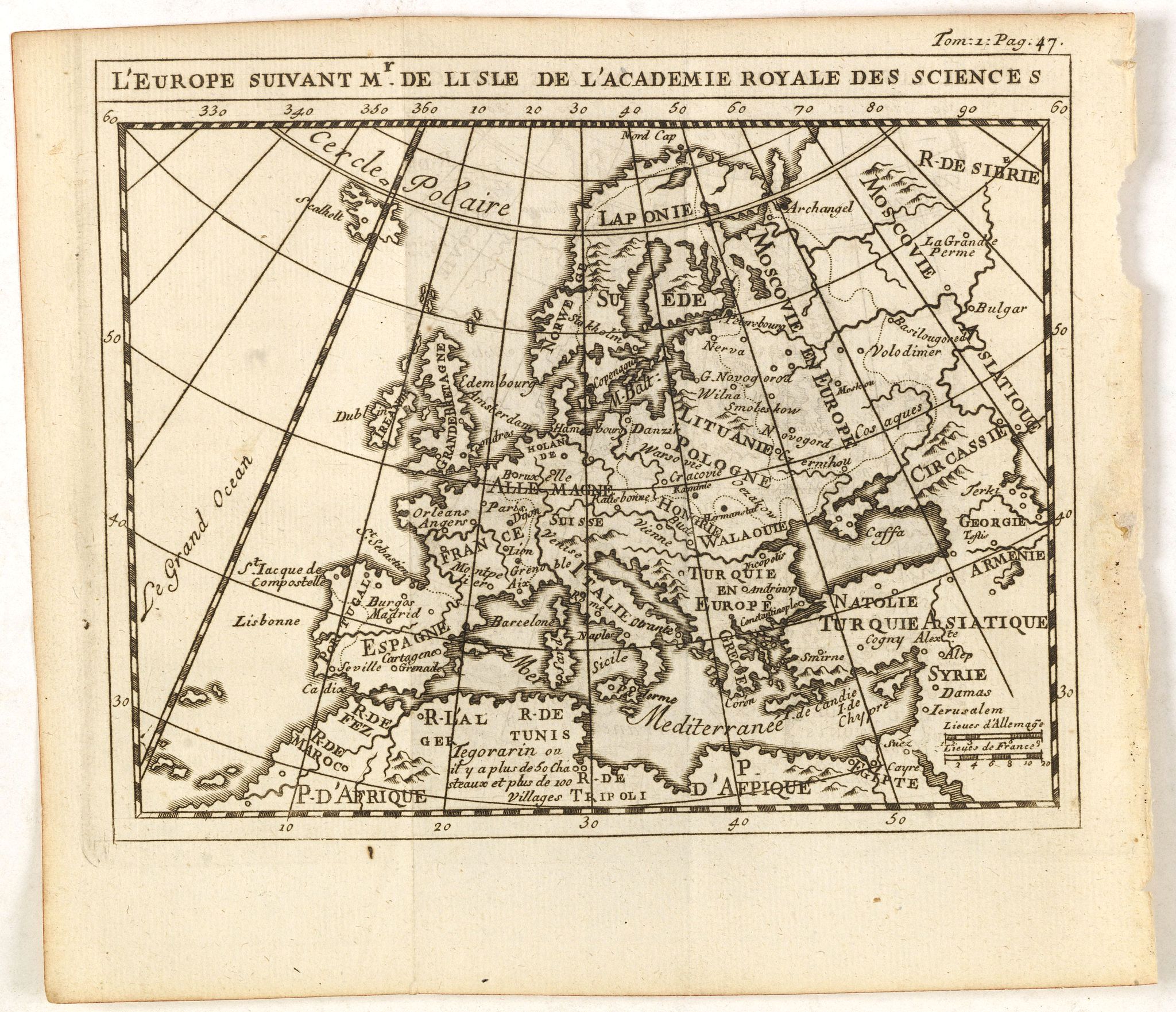 DELISLE, G. after, L'Europe suivant Mr. De Lisle de L'Academie Royale des Scienes., antique map, old maps