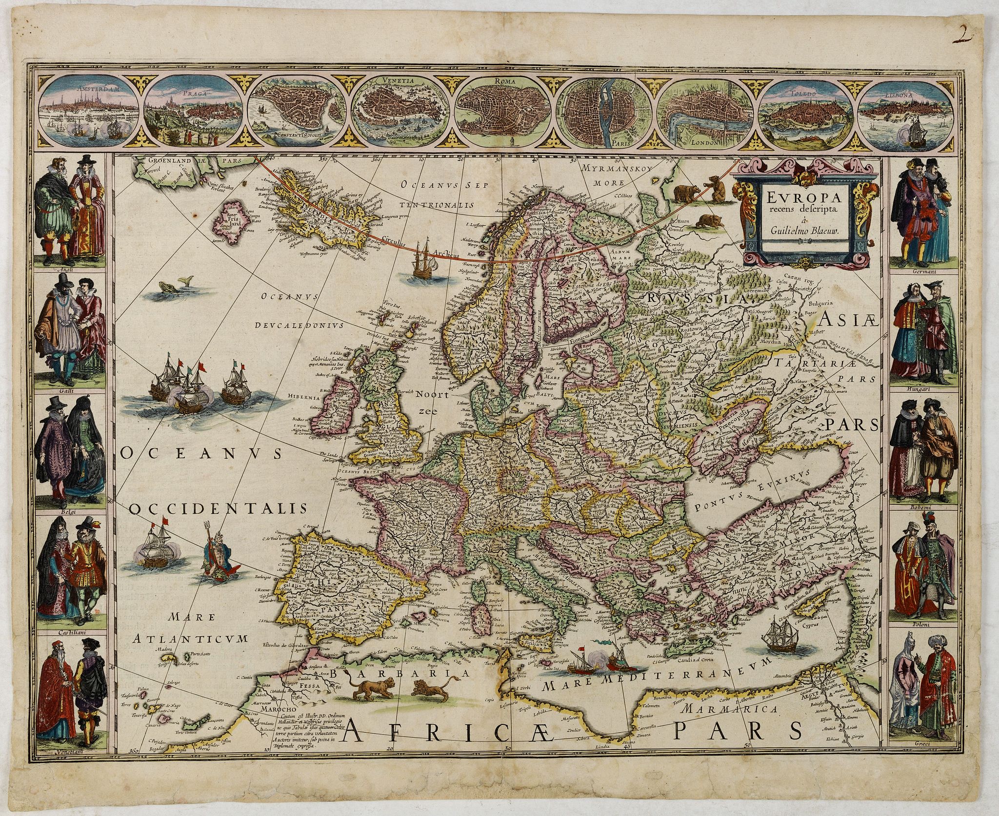 BLAEU, W., Europa recens descripta à Guilielmo Blaeuw., antique map, old maps