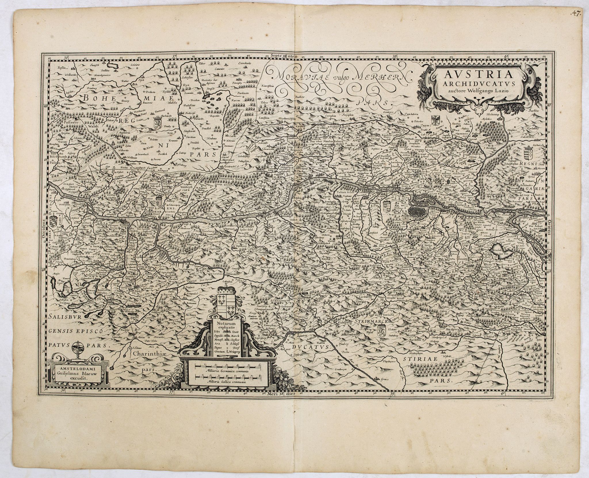 BLAEU, W., Austria Archiducatus., antique map, old maps