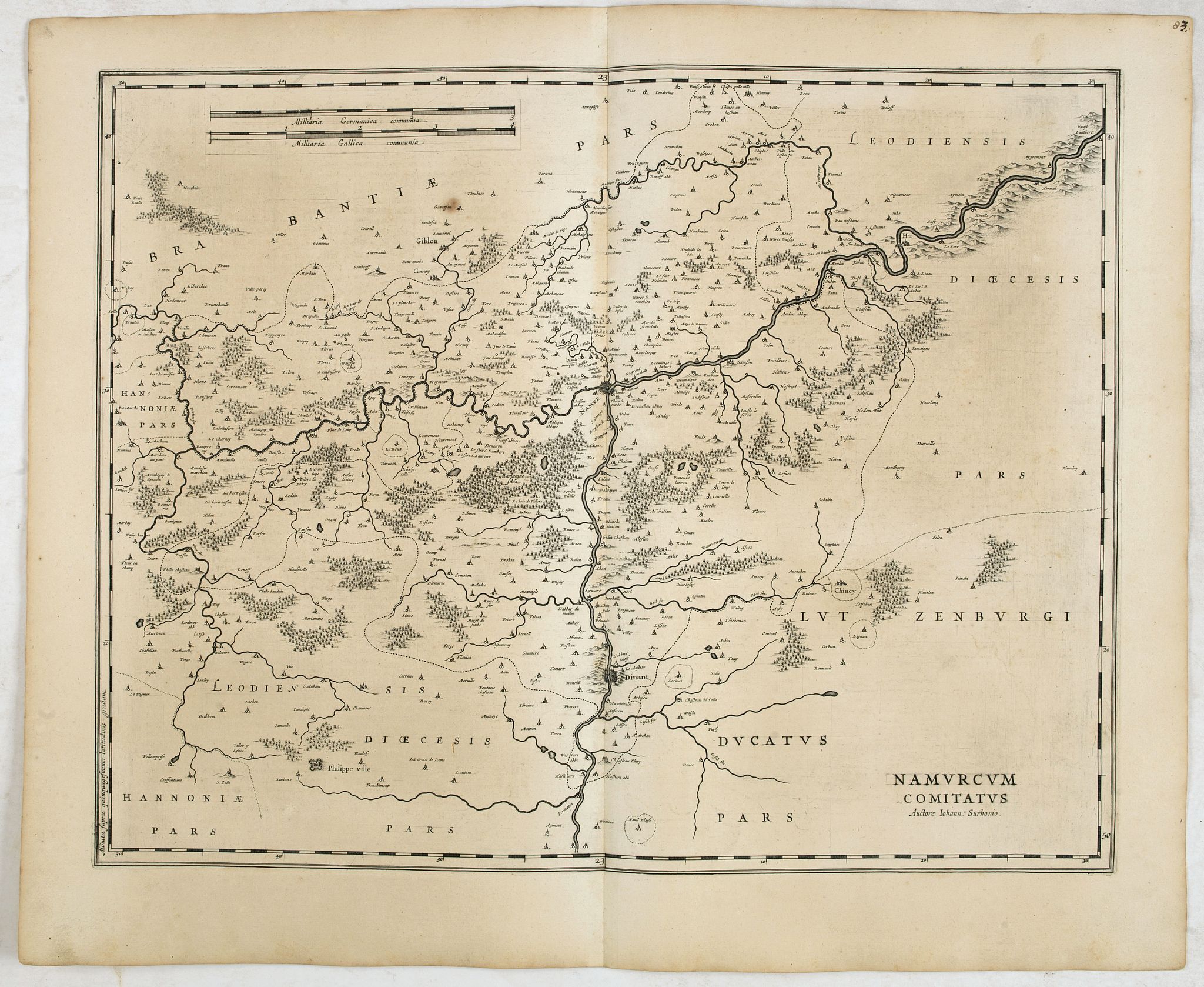 BLAEU, W., Namurcum comitatus Auctore Johann Surhonio., antique map, old maps