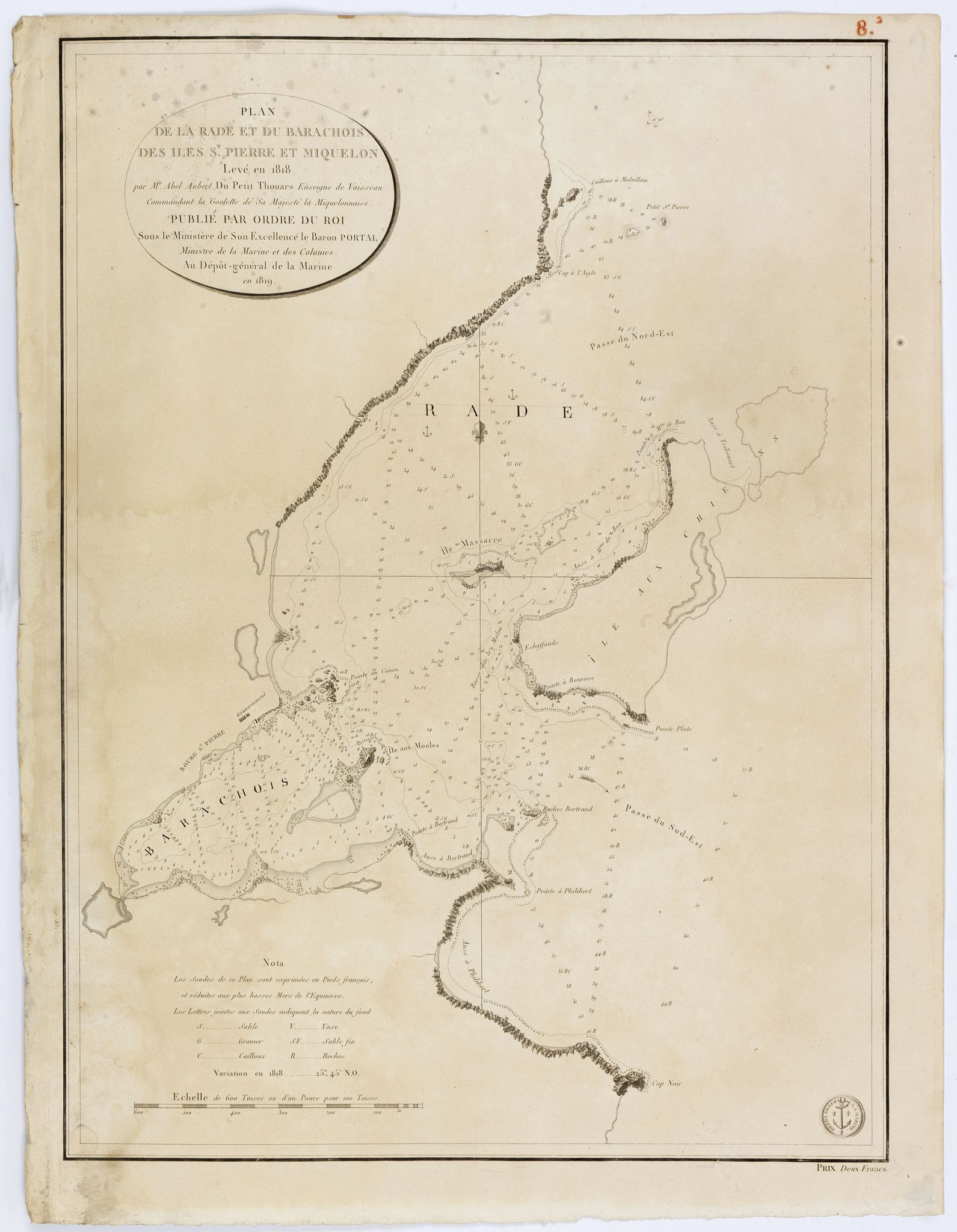 DÉPÔT GÉNÉRAL DE LA MARINE, Plan de la Rade et du Barachois.., antique map, old maps