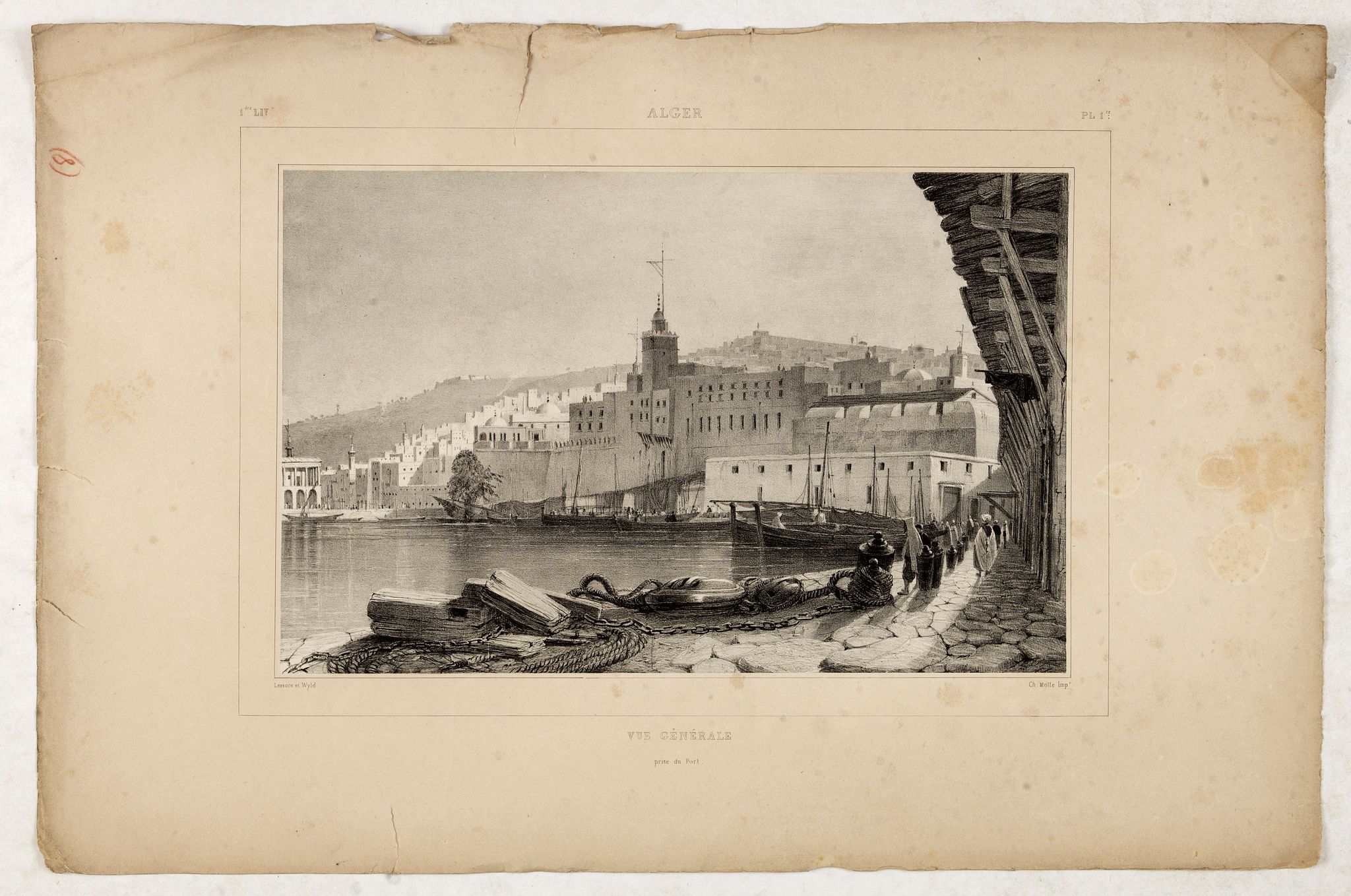 WYLD William / LESSORE Emile, Alger Vue générale prise du port., antique map, old maps