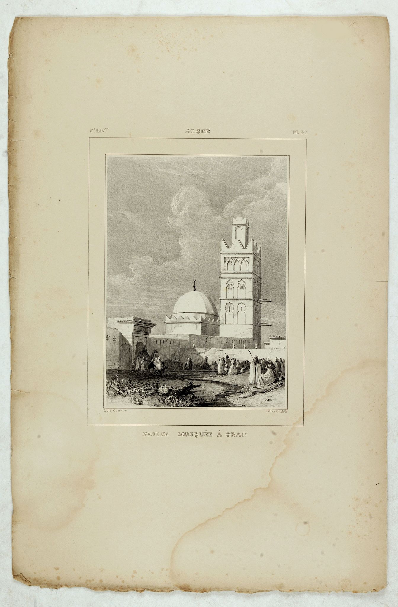 WYLD William / LESSORE Emile, Alger, Petite mosquée à Oran., antique map, old maps