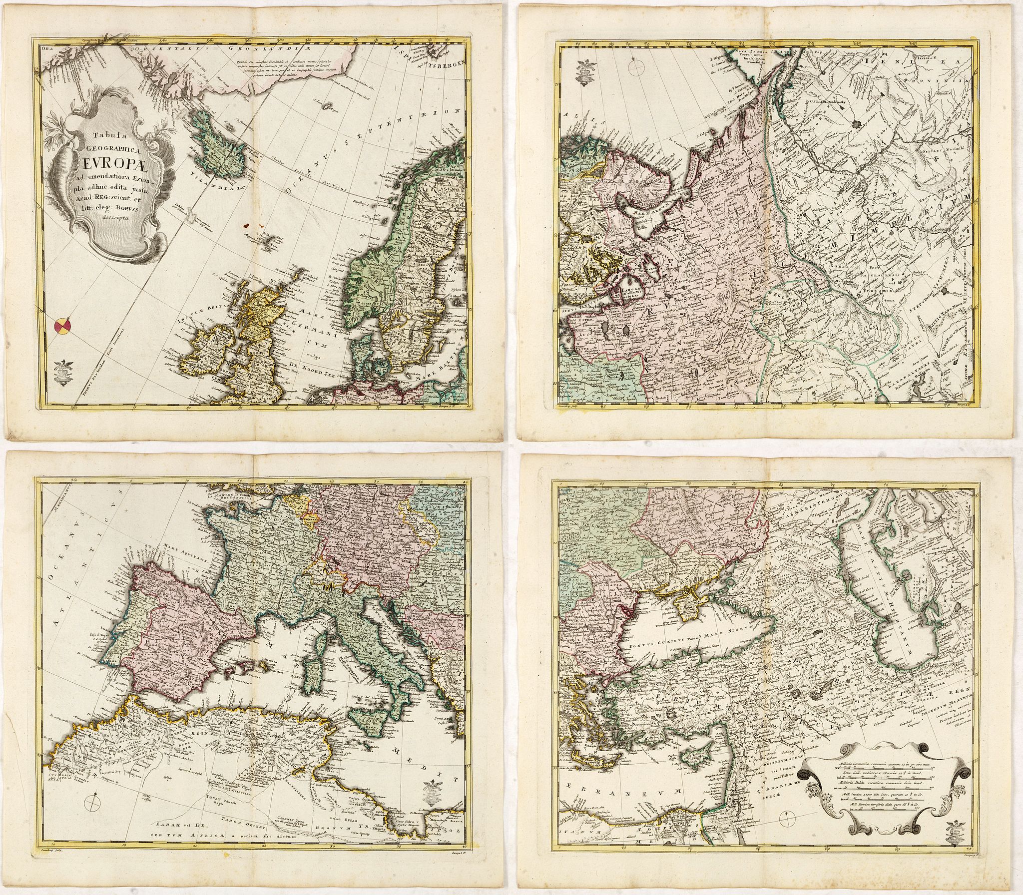 SAUERBREY, N.F. / EULER, L., Tabula Geographica Europae. . ., antique map, old maps
