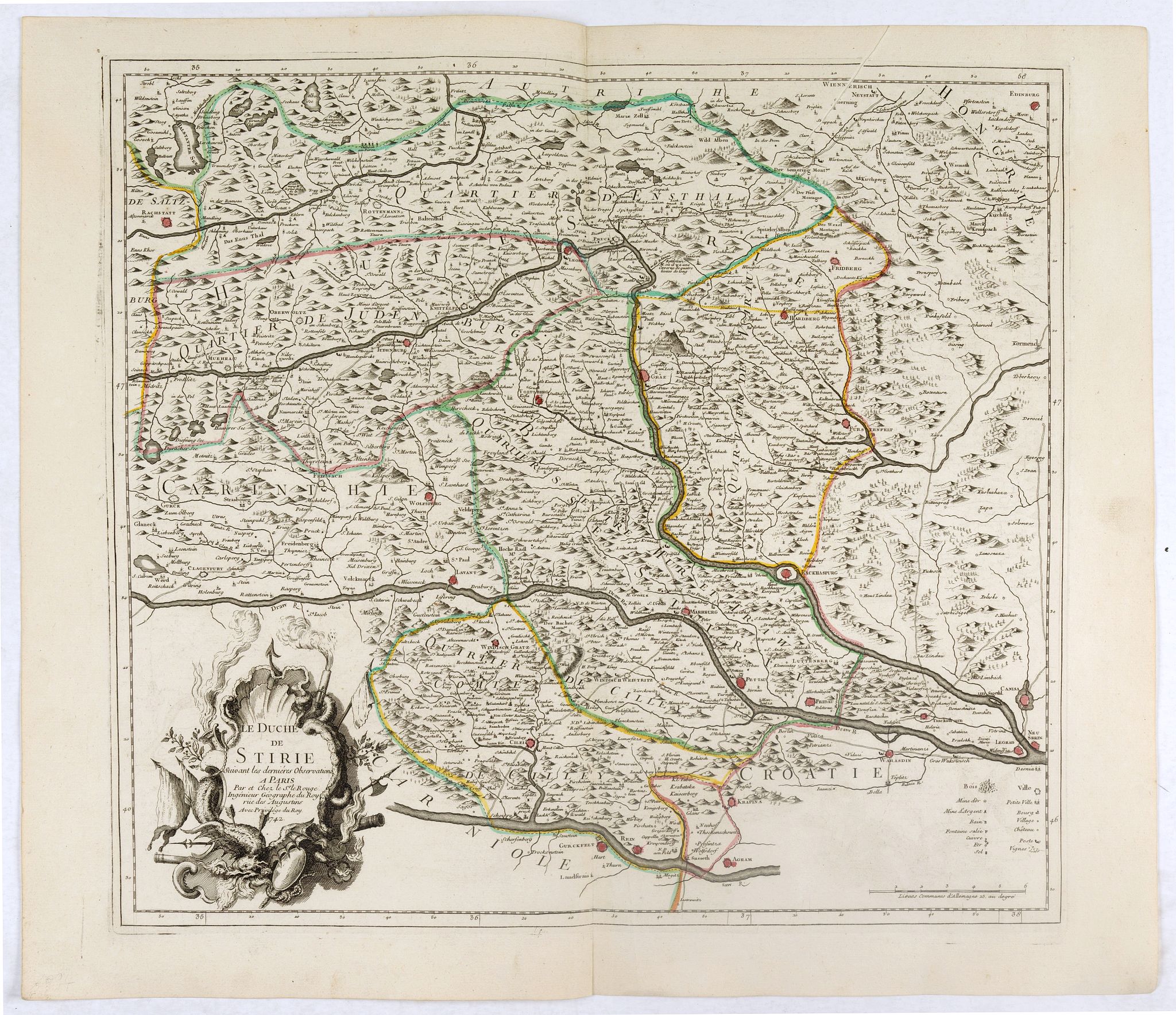 LE ROUGE, G.L., Le duché de Stirie. . ., antique map, old maps
