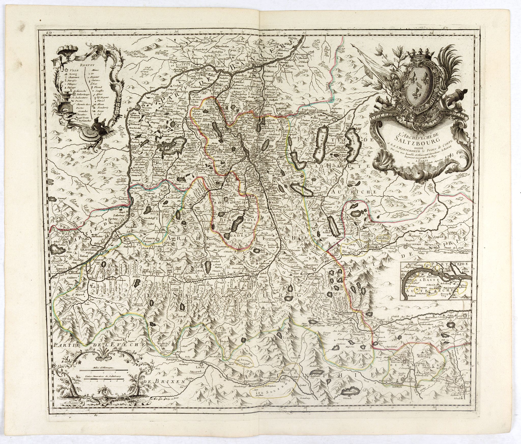 LE ROUGE, G.L., L'Archeveché de Saltzbourg dedié A S.A.S. Monseigneur le Prince de Conty, . ., antique map, old maps
