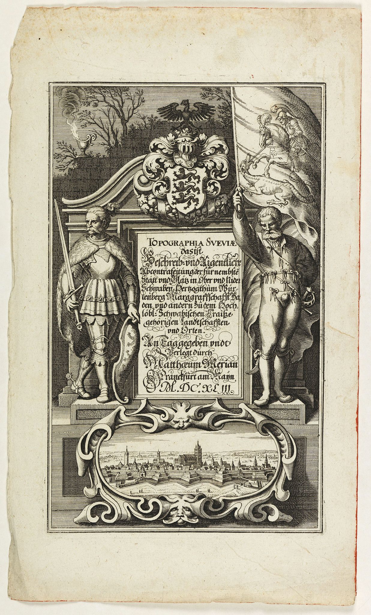 MERIAN, C., (Title page) Topographia Sueviae dasist . . ., antique map, old maps