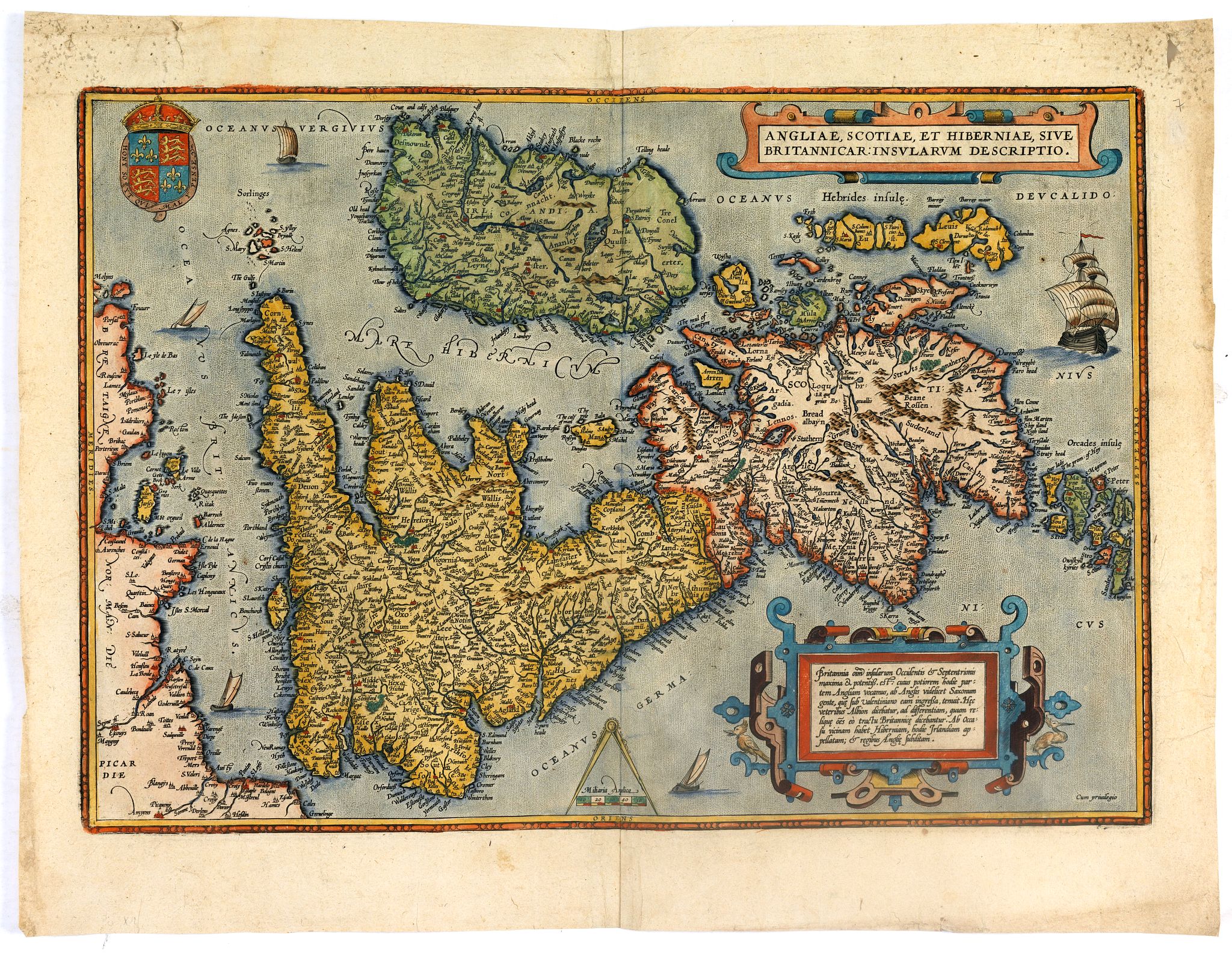 ORTELIUS, A., Angliae, scotiae, et Hiberniae, sive Britannicar : insularum descriptio., antique map, old maps