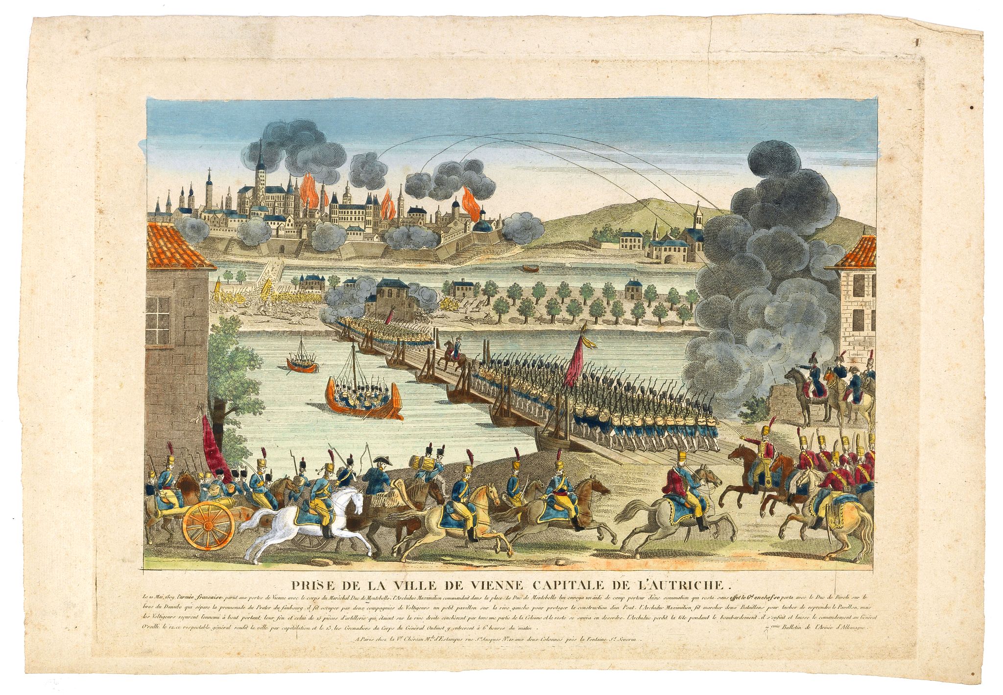 CHEREAU, G. (Widow), Prise de la ville de Vienne Capitale de l'Autriche., antique map, old maps