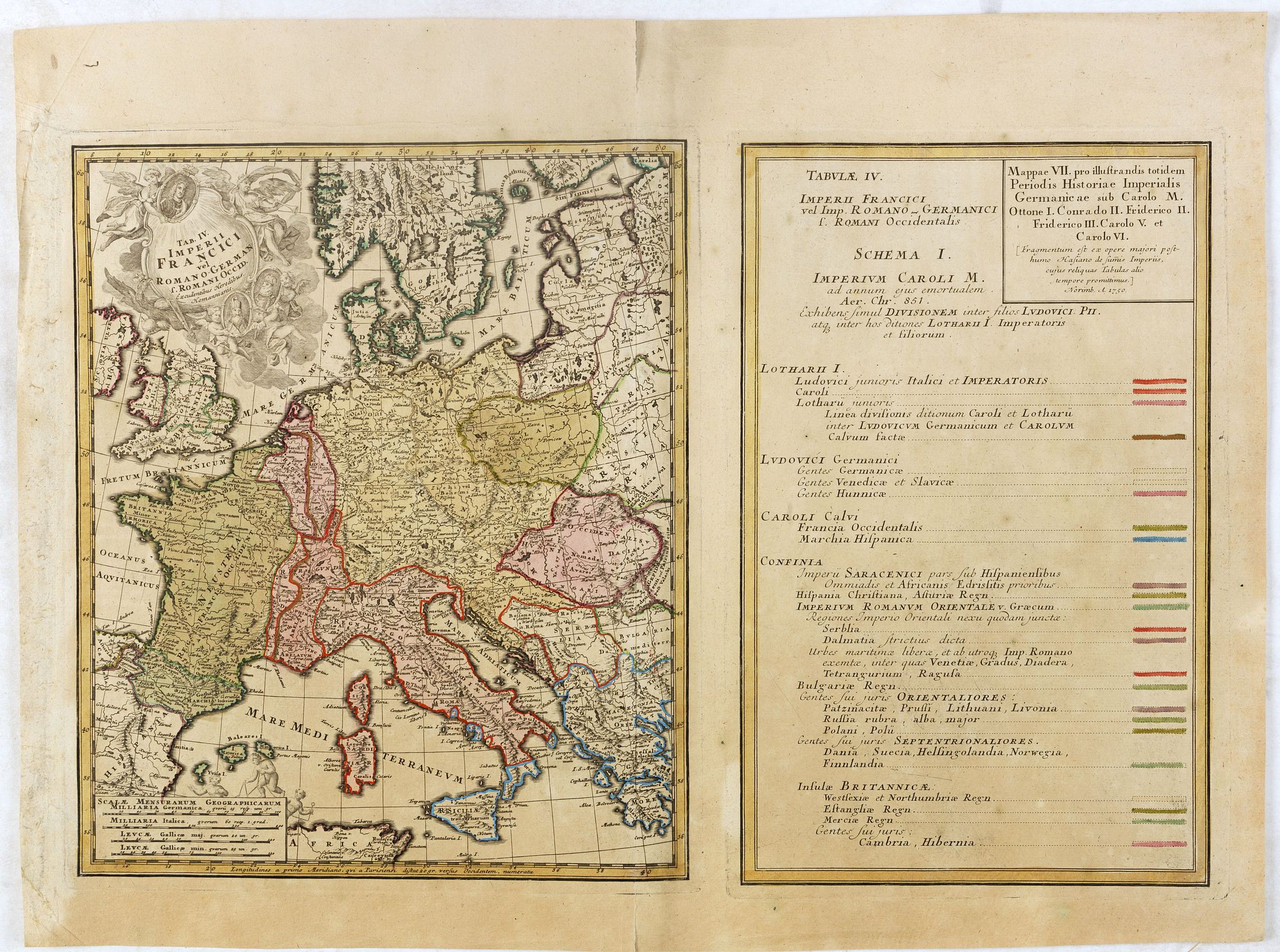 HOMANN,J.B., Tab. IV Imperii Francici vel Romano German f. Romani Occid . . ., antique map, old maps