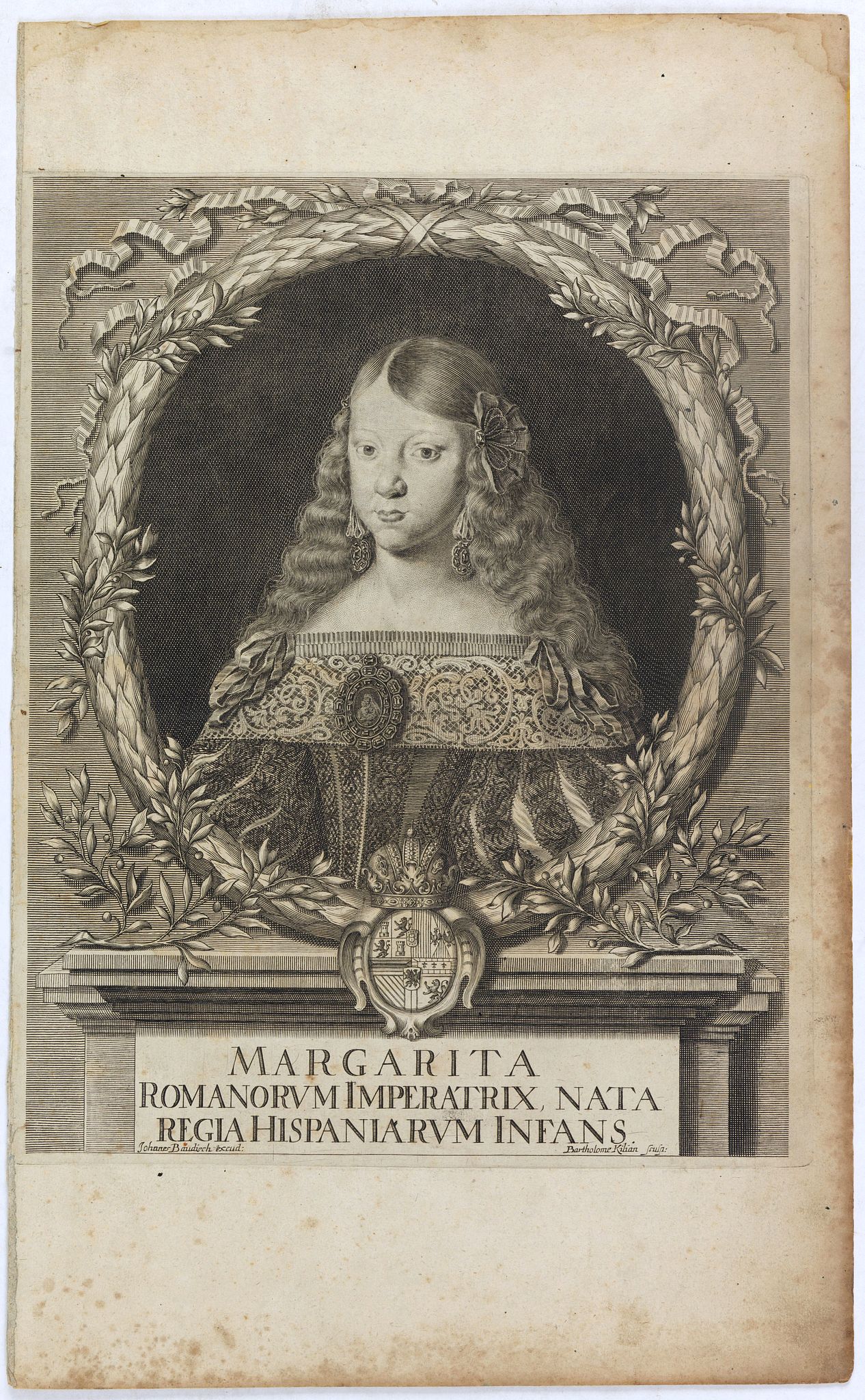 KILIAN, B., Margarita Romanorum Imperatrix, nata regia Hispaniarum Infans., antique map, old maps