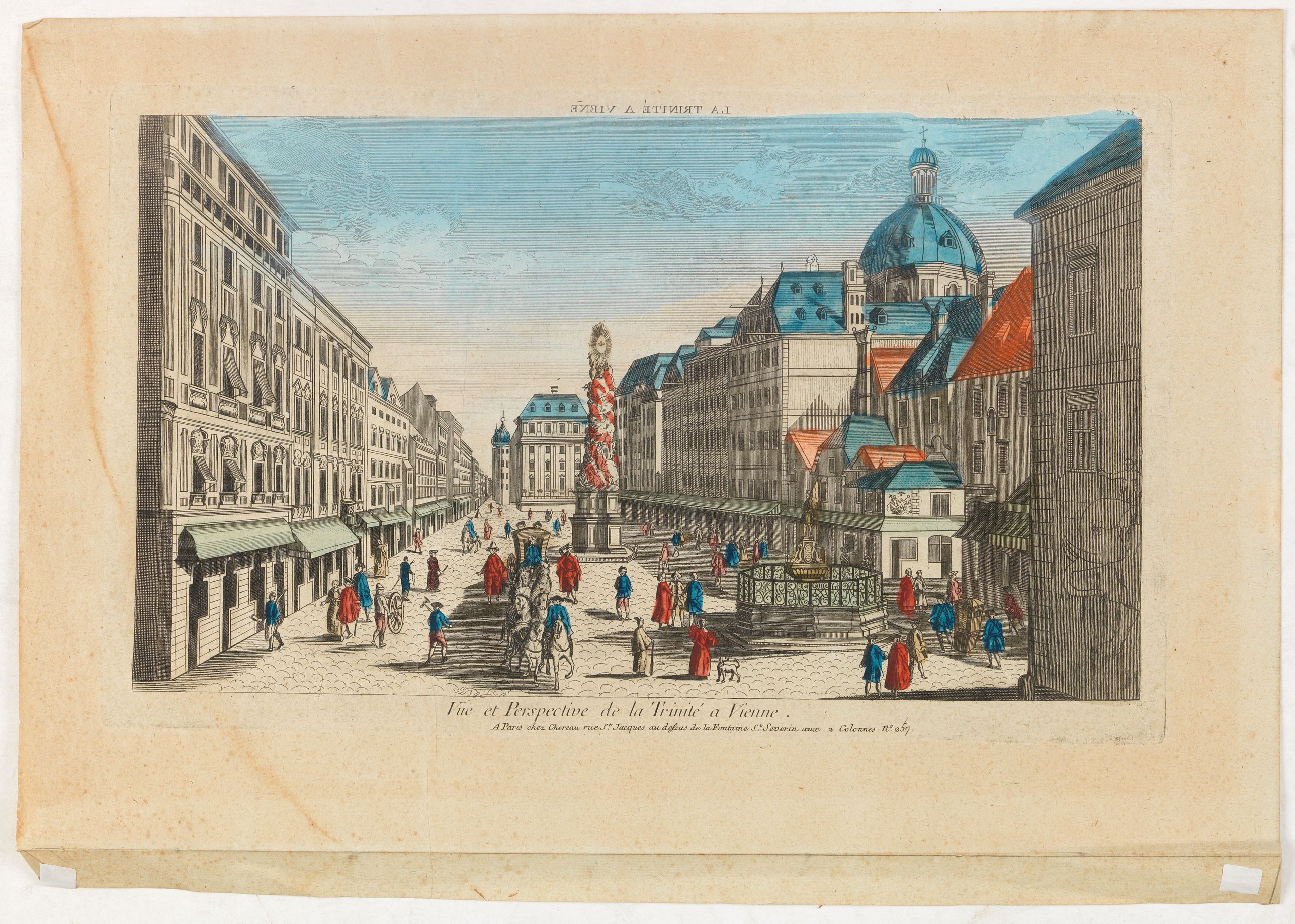 CHEREAU, J.F., Vue et Perspective de la Trinité a Vienne., antique map, old maps