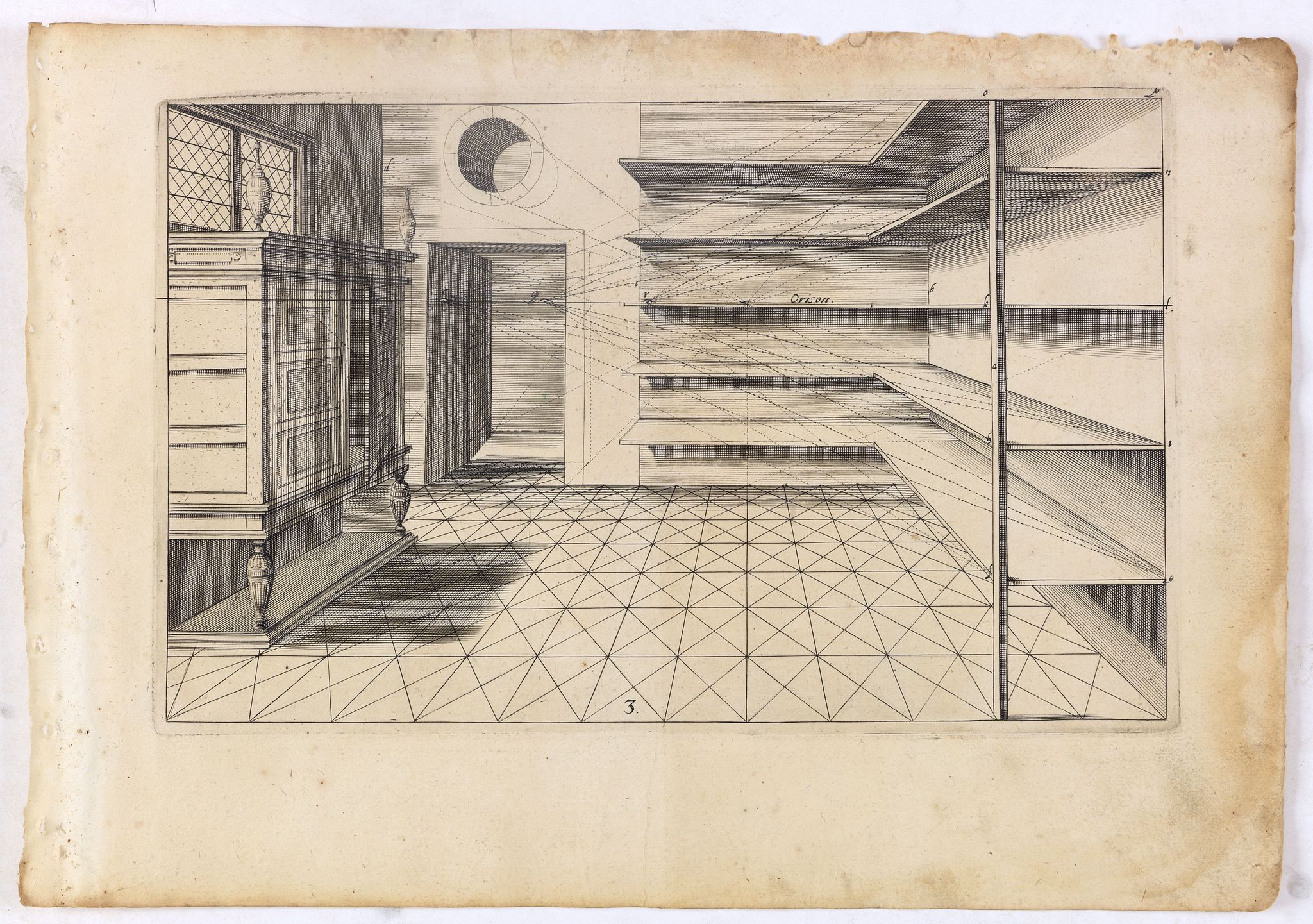 VREDEMAN DE VRIES, J. / HONDIUS, H., Perspective print by Vredeman de Vries. 3, antique map, old maps