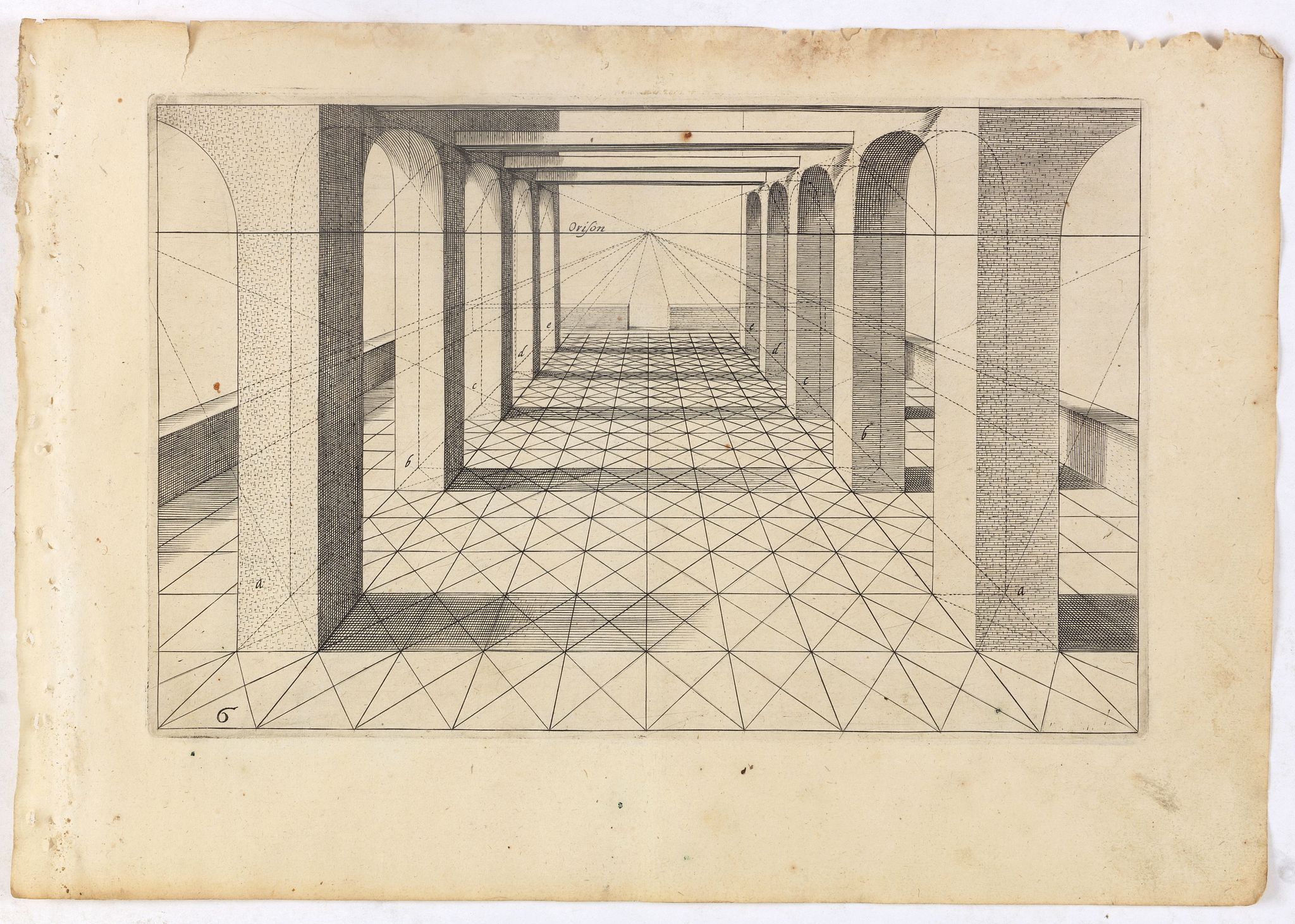 VREDEMAN DE VRIES, J. / HONDIUS, H., Perspective print by Vredeman de Vries. 6, antique map, old maps