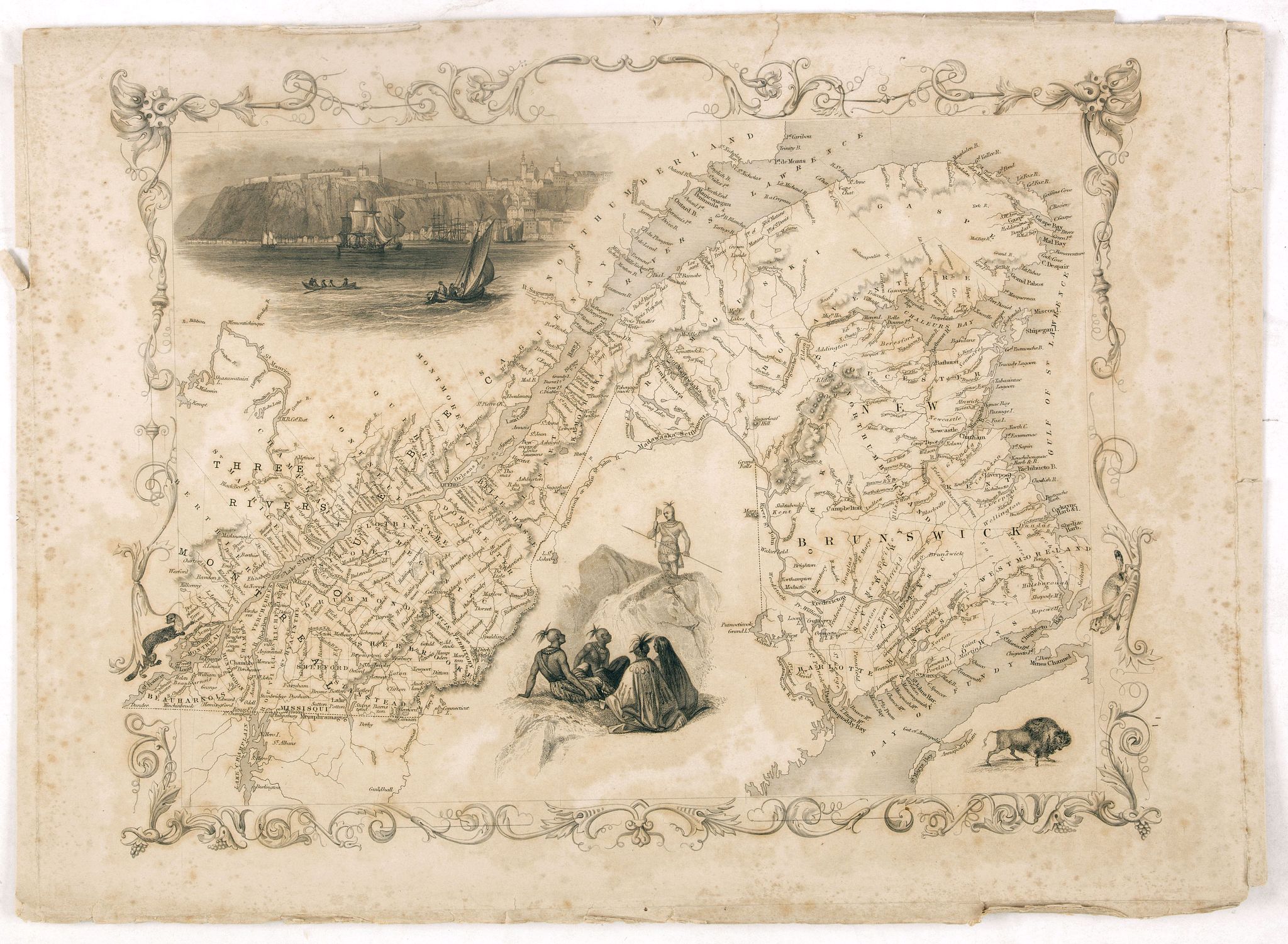 TALLIS, J., East Canada and New Brunswick., antique map, old maps