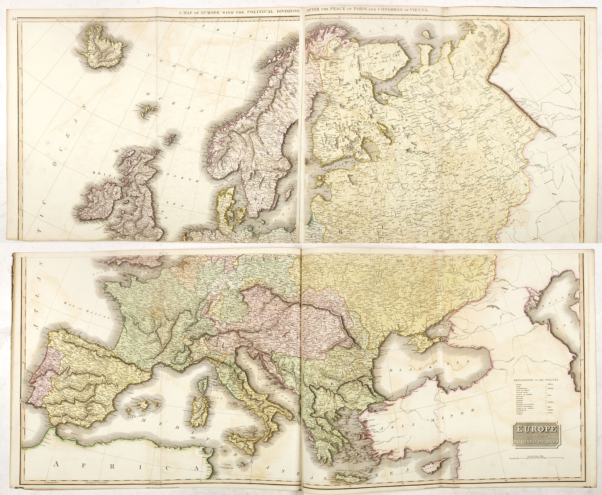 THOMSON, J., Europe after the Congress of Vienna., antique map, old maps