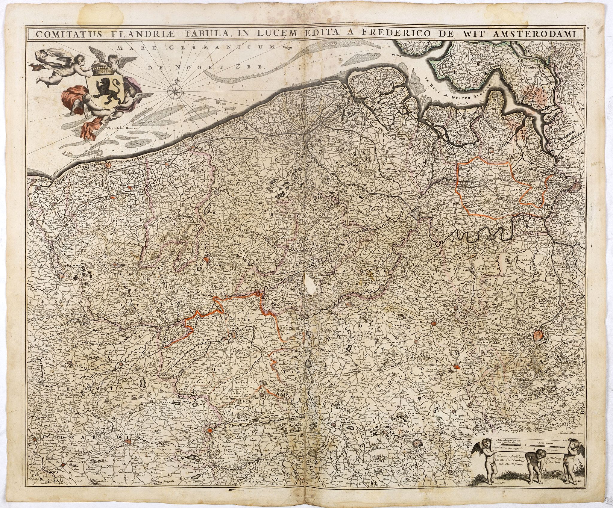 DE WIT, F., Comitatus Flandriae Tabula, In Lucem Edita A Frederico De Wit., antique map, old maps