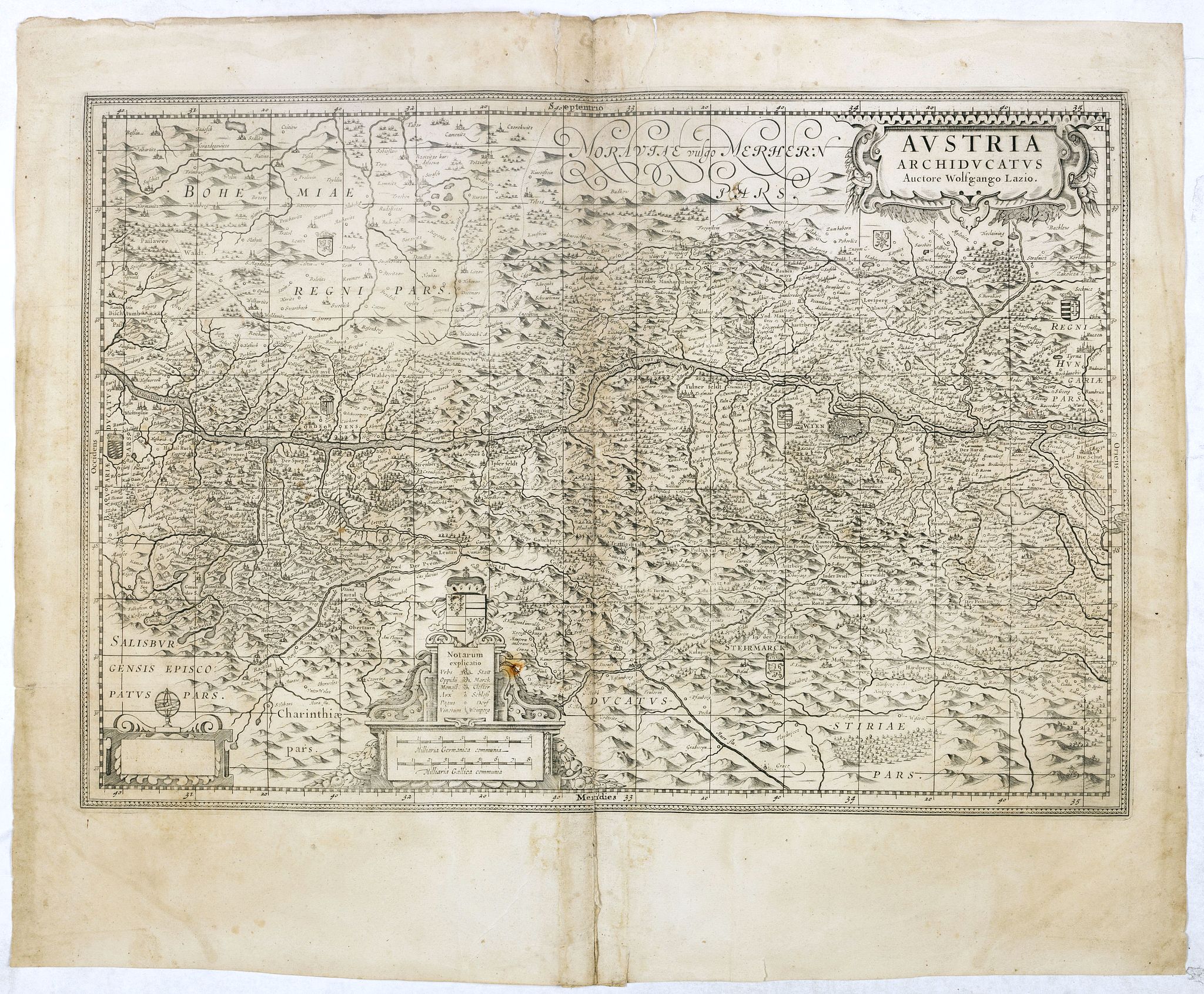 JANSSONIUS VAN WAESBERGHE, J., Austria Archiducatus auctore Wolfgango Lazio., antique map, old maps