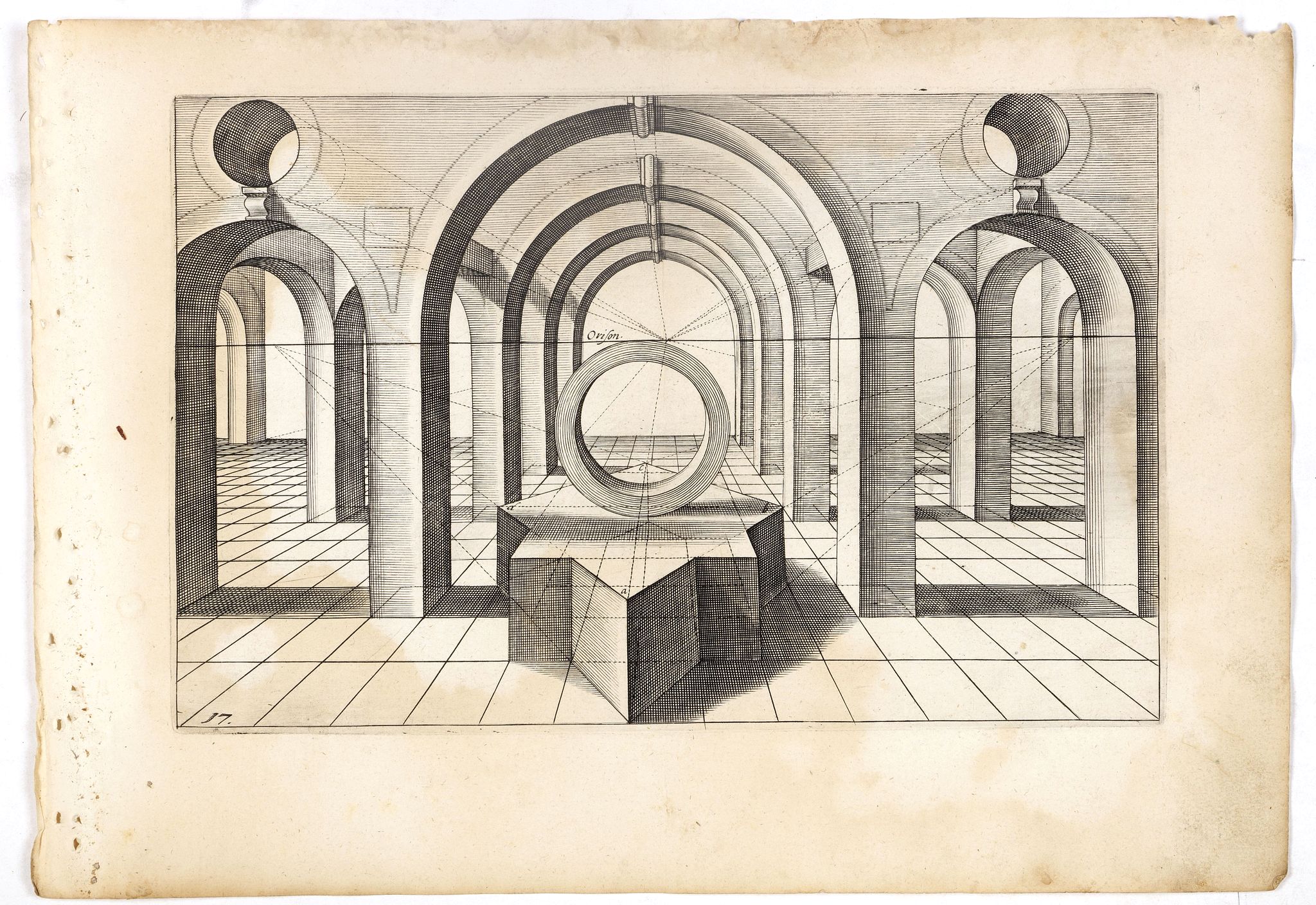 VREDEMAN DE VRIES, J. / HONDIUS, H., Perspective print by Vredeman de Vries. 17., antique map, old maps