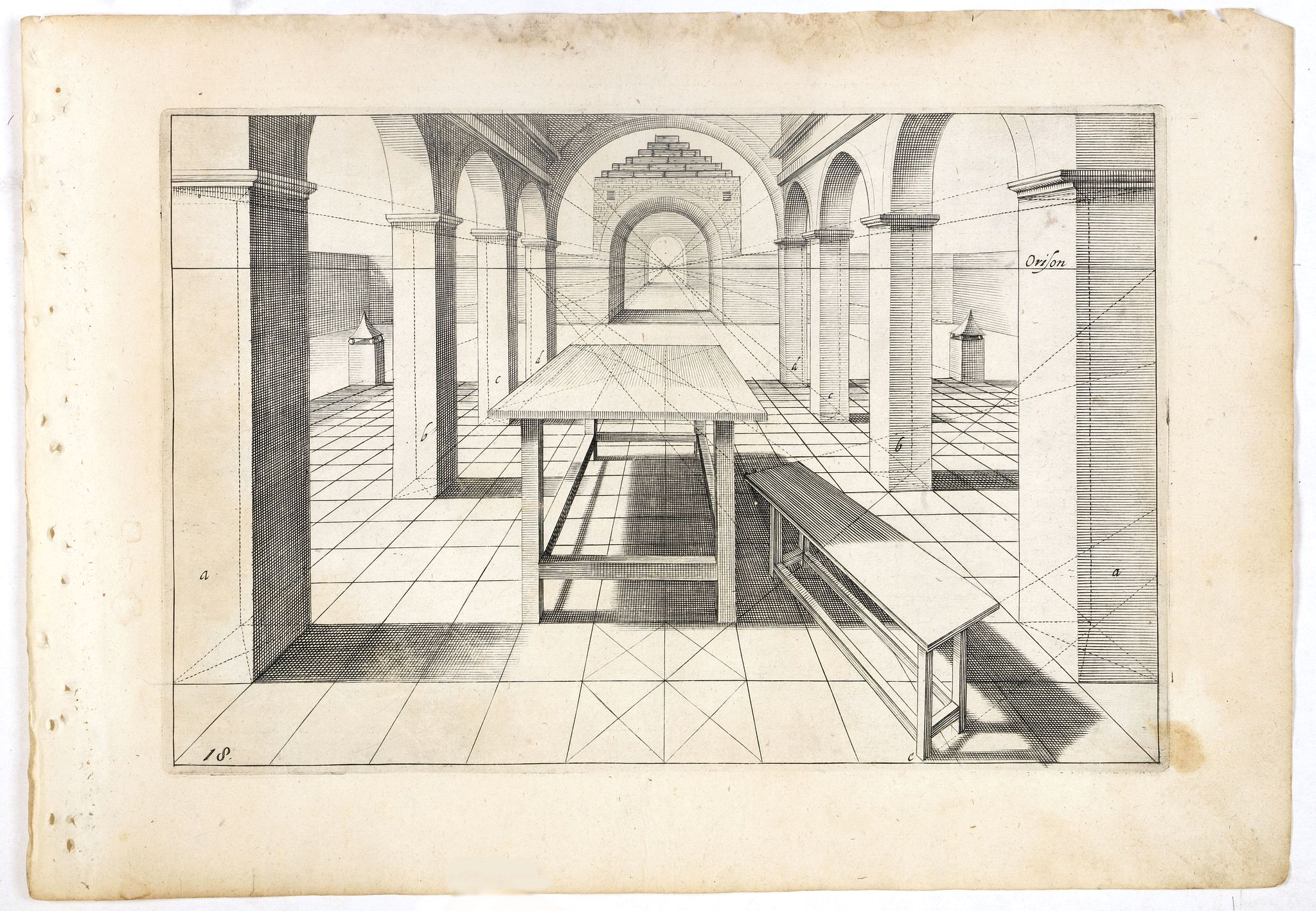 VREDEMAN DE VRIES, J. / HONDIUS, H., Perspective print by Vredeman de Vries. 18., antique map, old maps