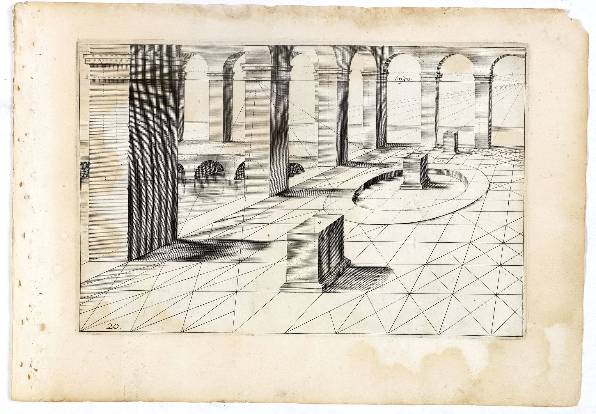 VREDEMAN DE VRIES, J. / HONDIUS, H., Perspective print by Vredeman de Vries. 19., antique map, old maps
