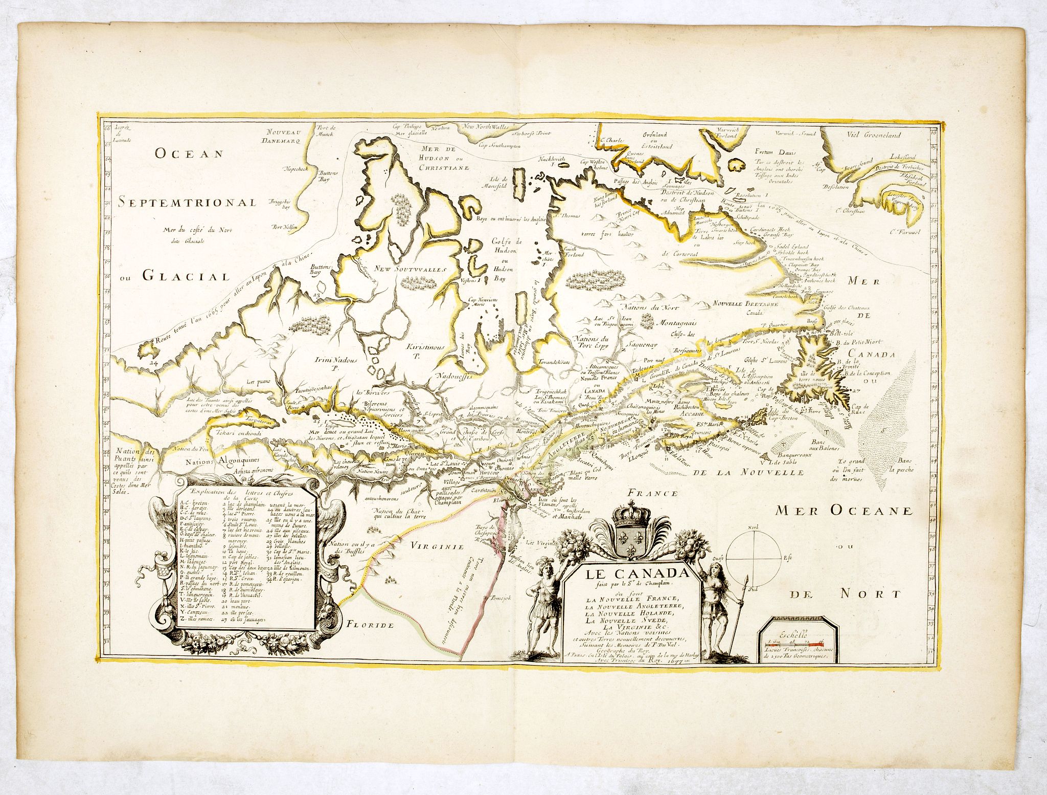 DU VAL, P., Le Canada faict par le St. De Champlain. . ., antique map, old maps