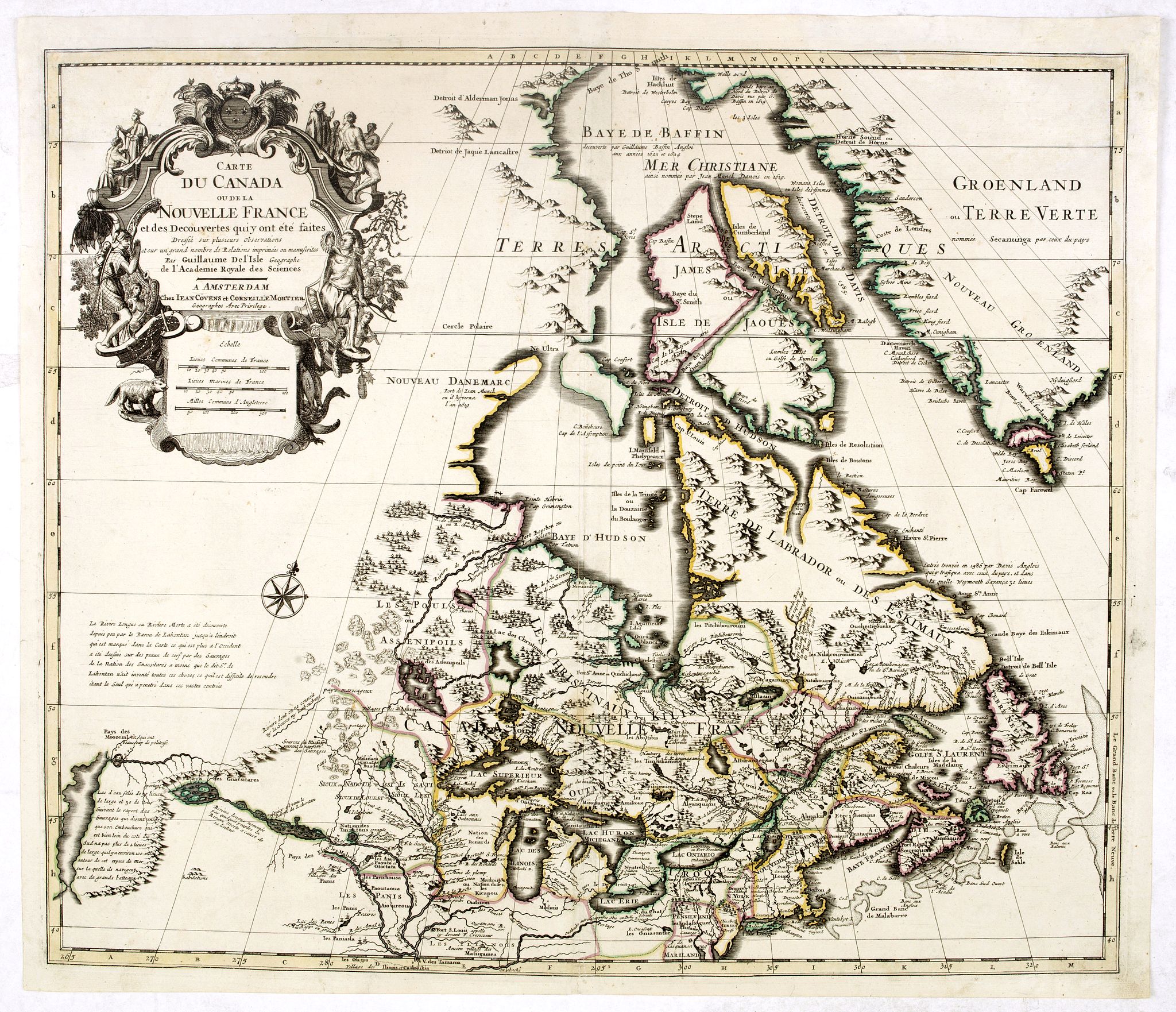 COVENS, J. / MORTIER, C., Carte du Canada ou de la Nouvelle France et des Decouvertes qui y ont ete faites.., antique map, old maps