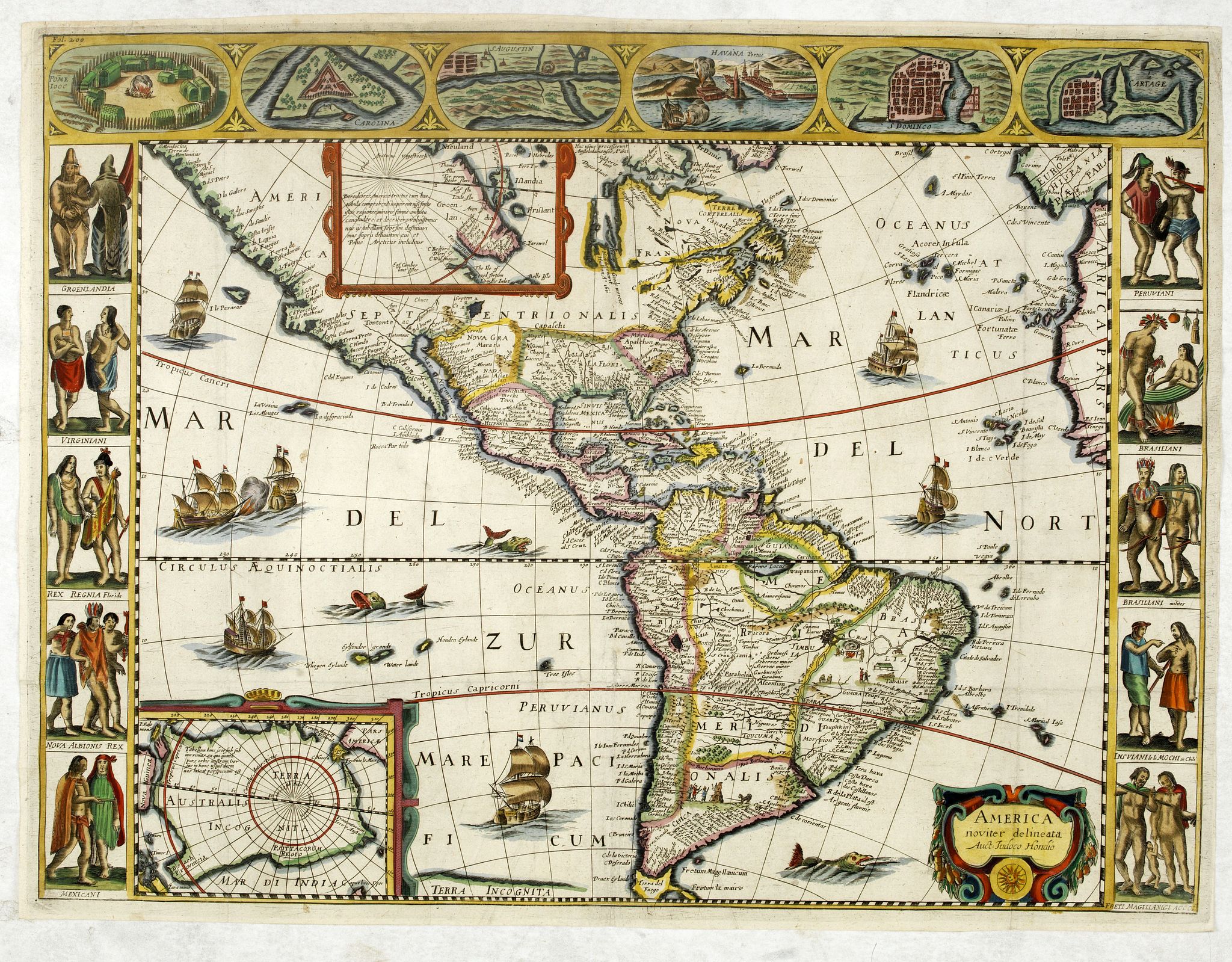 D'AVITY,P. after JANSSONIUS, America noviter delineata., antique map, old maps