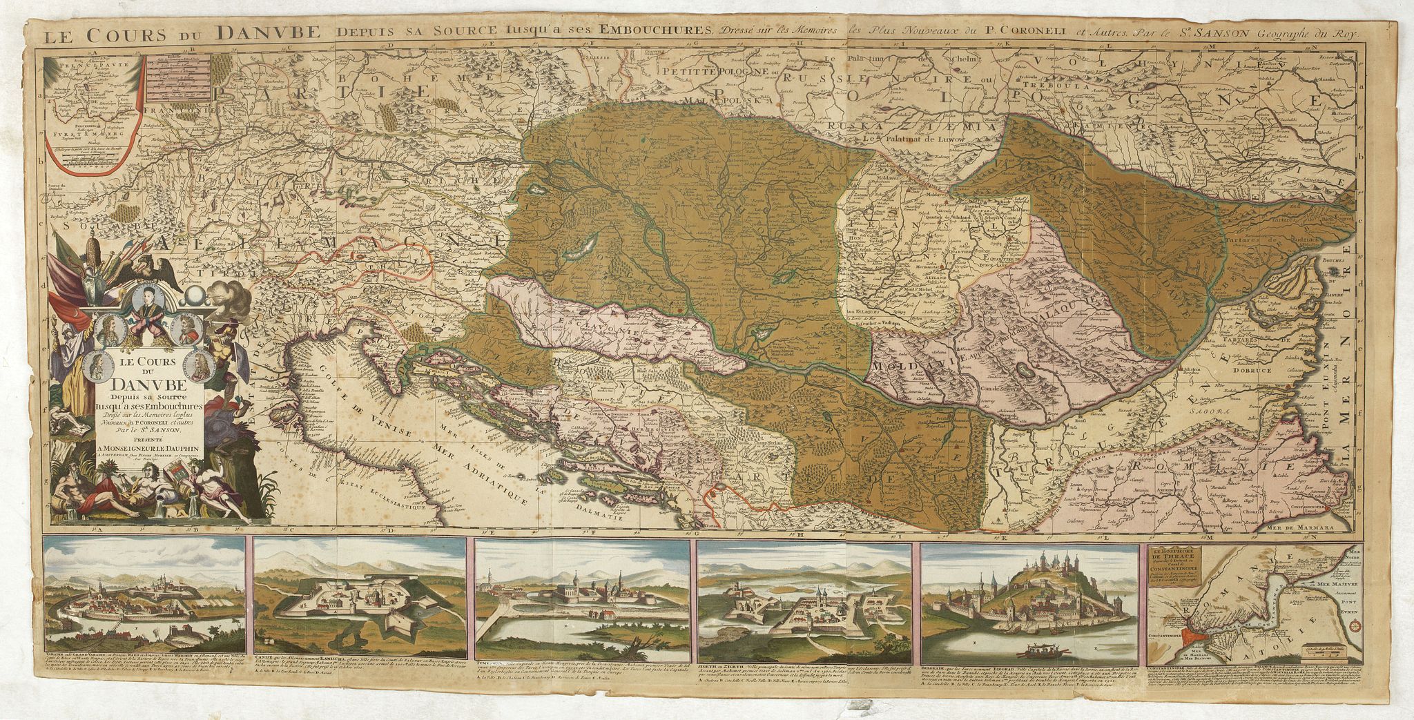 COVENS, J. / MORTIER, C., Le Cours du Danube depuis sa Source jusqu'a ses Embouchures Dresse sur les Memoires les plus Nouveaux du P. Coronelli et Autres., antique map, old maps