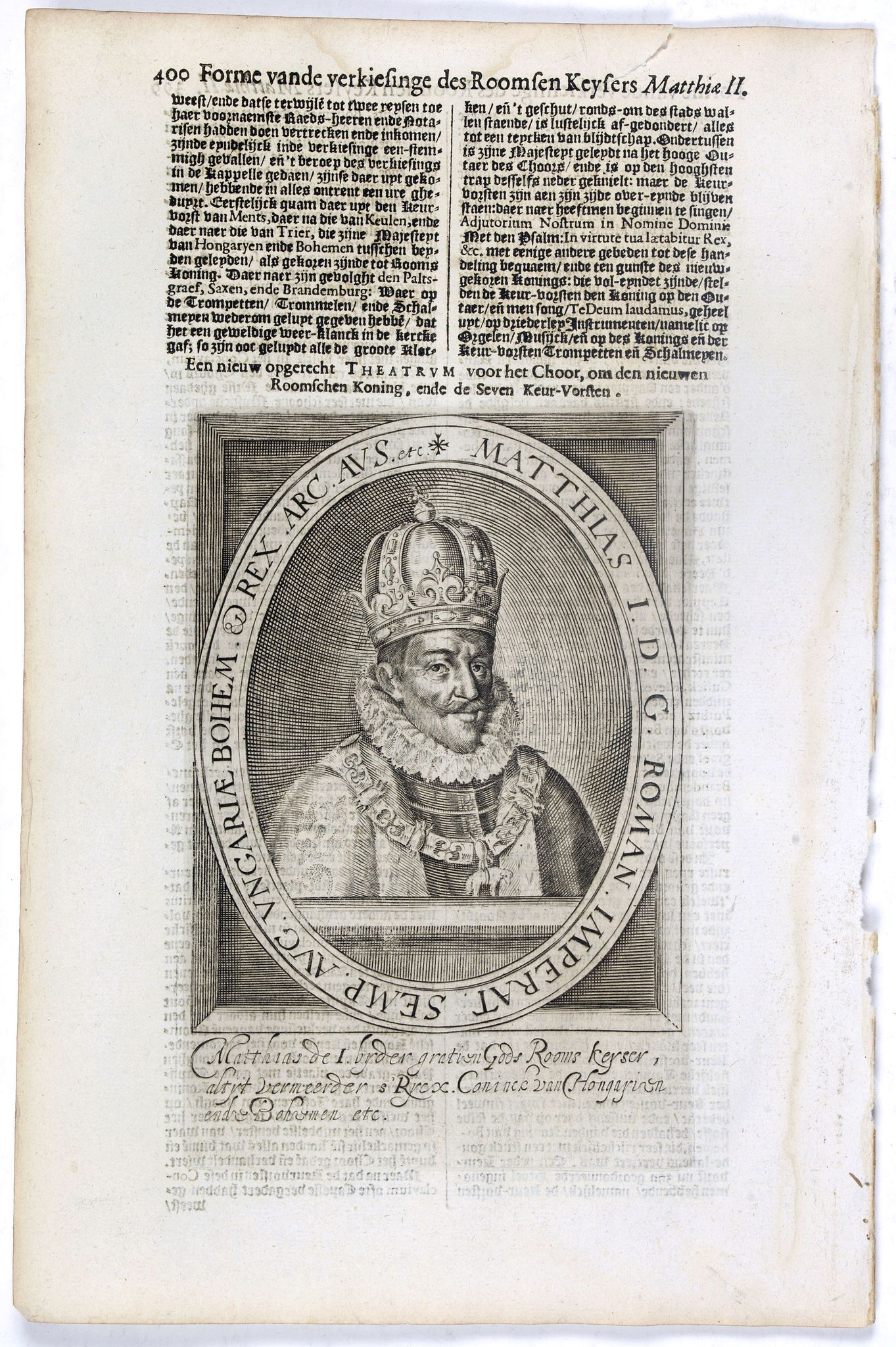 DE CLERCK, N., Matthias I. D. G. Roman. Imperat. Semp. Aug. Ungariae Bohem. & Rex. Arc. Aus. etc., antique map, old maps