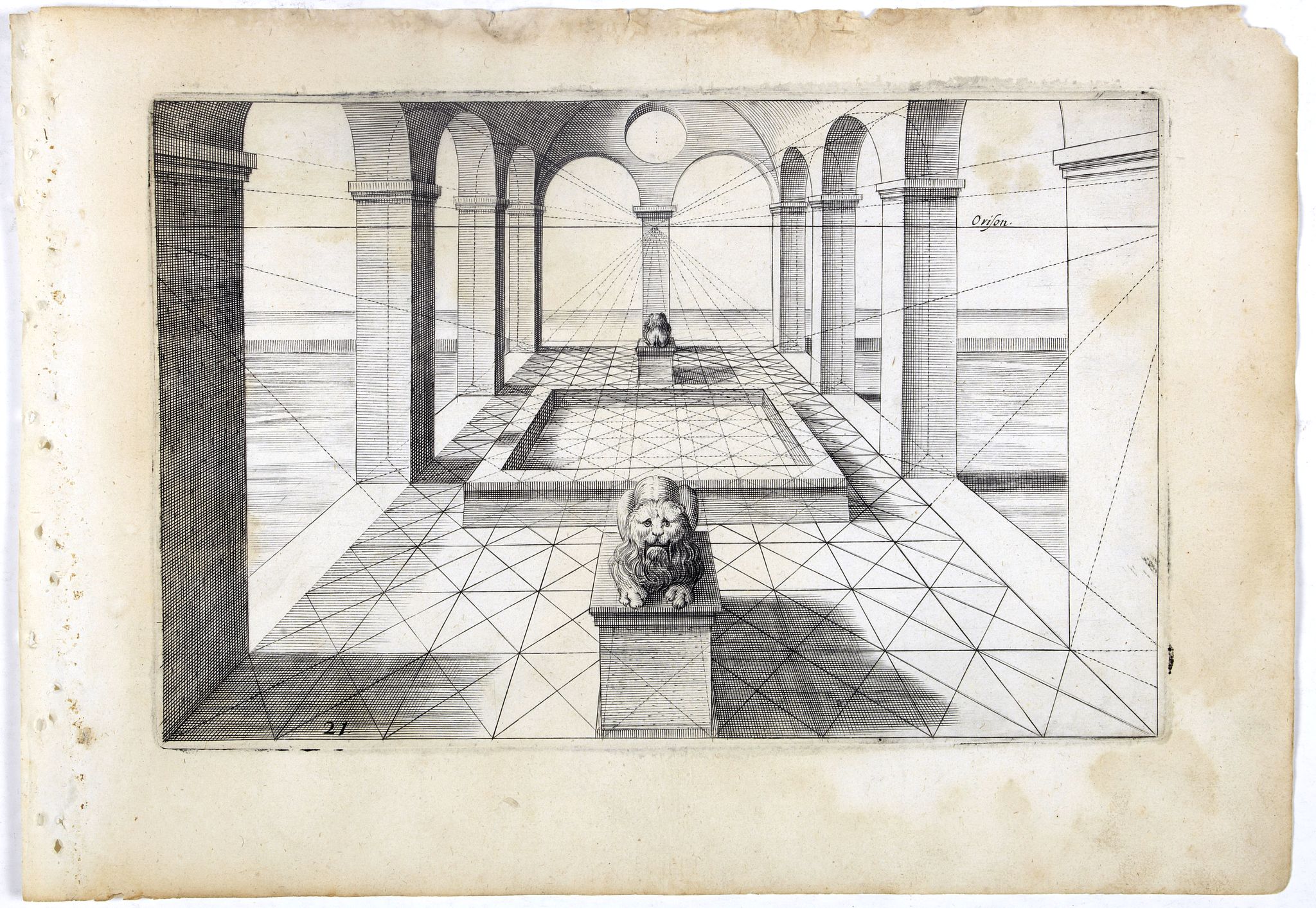 VREDEMAN DE VRIES, J. / HONDIUS, H., Perspective print by Vredeman de Vries. 21., antique map, old maps
