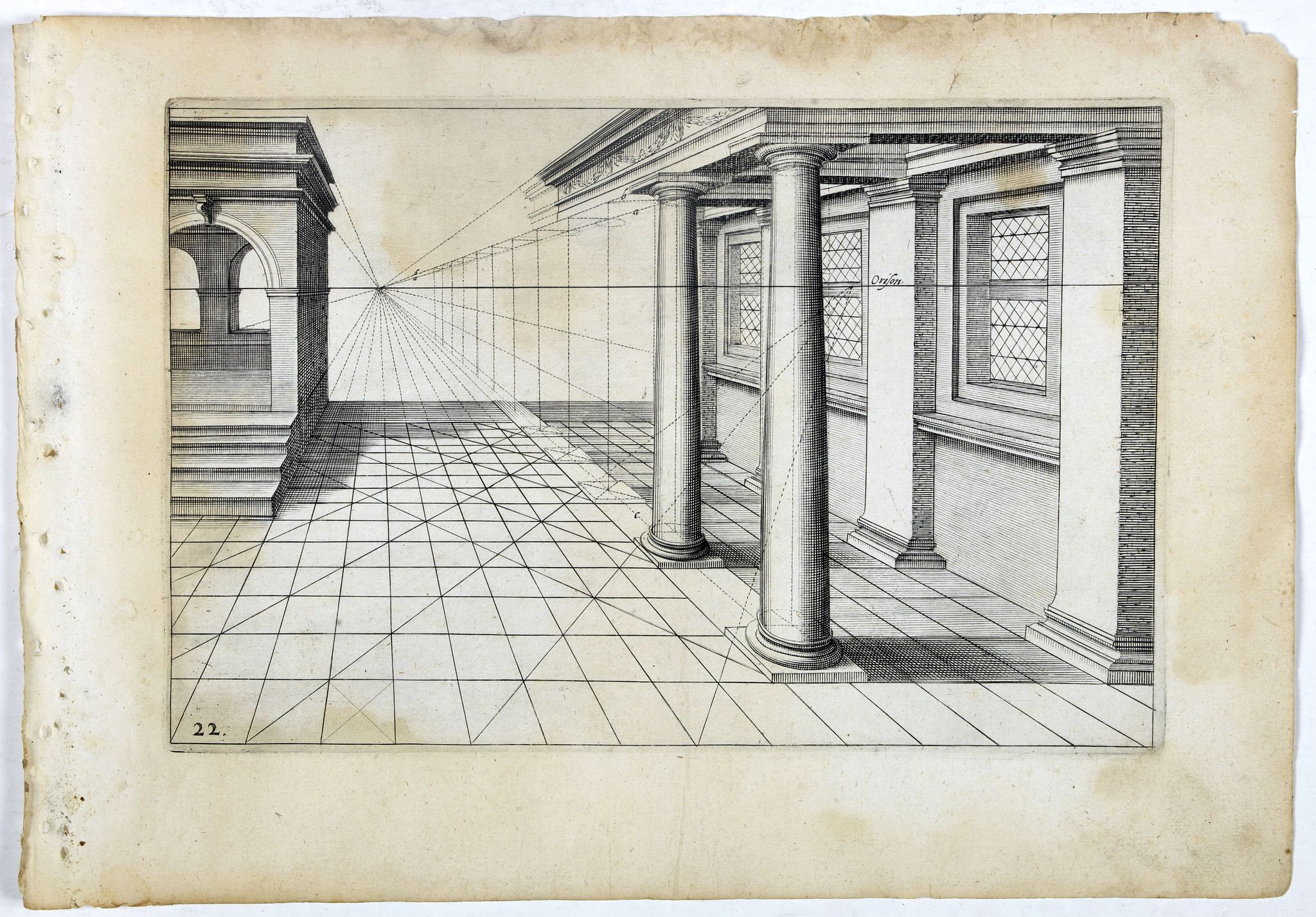 VREDEMAN DE VRIES, J. / HONDIUS, H., Perspective print by Vredeman de Vries. 22., antique map, old maps
