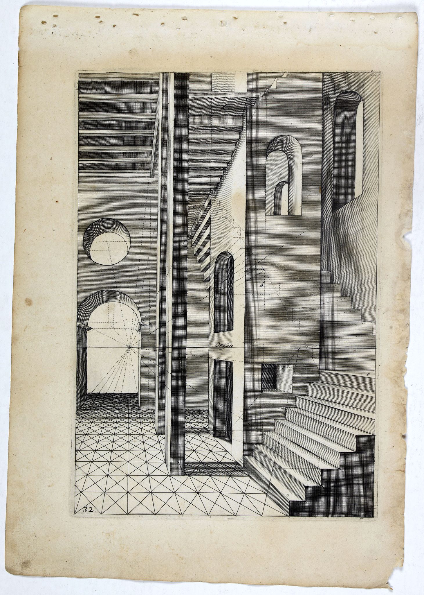 VREDEMAN DE VRIES, J. / HONDIUS, H., Perspective print by Vredeman de Vries. 32., antique map, old maps