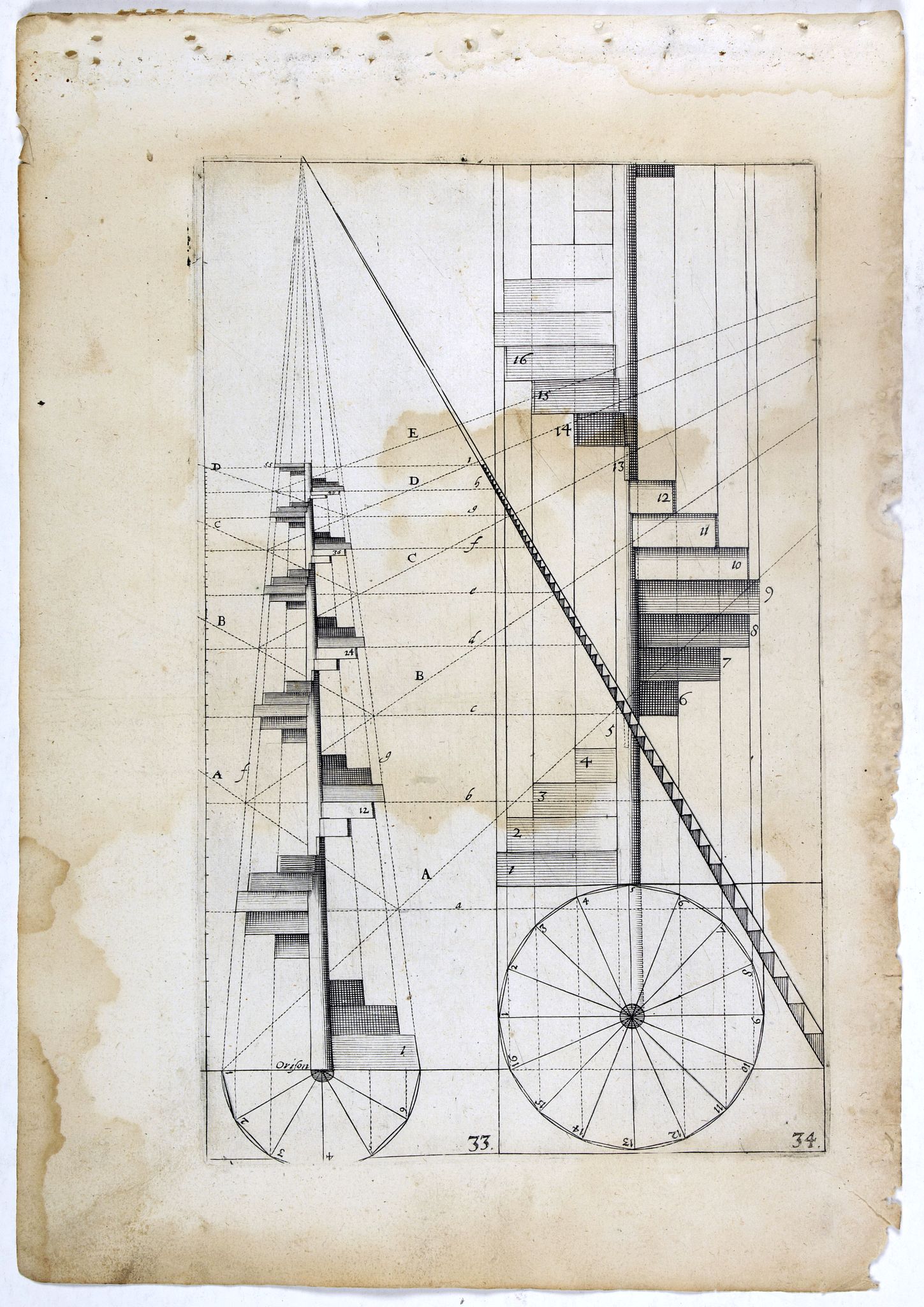 VREDEMAN DE VRIES, J. / HONDIUS, H., Perspective print by Vredeman de Vries. 33 / 34., antique map, old maps