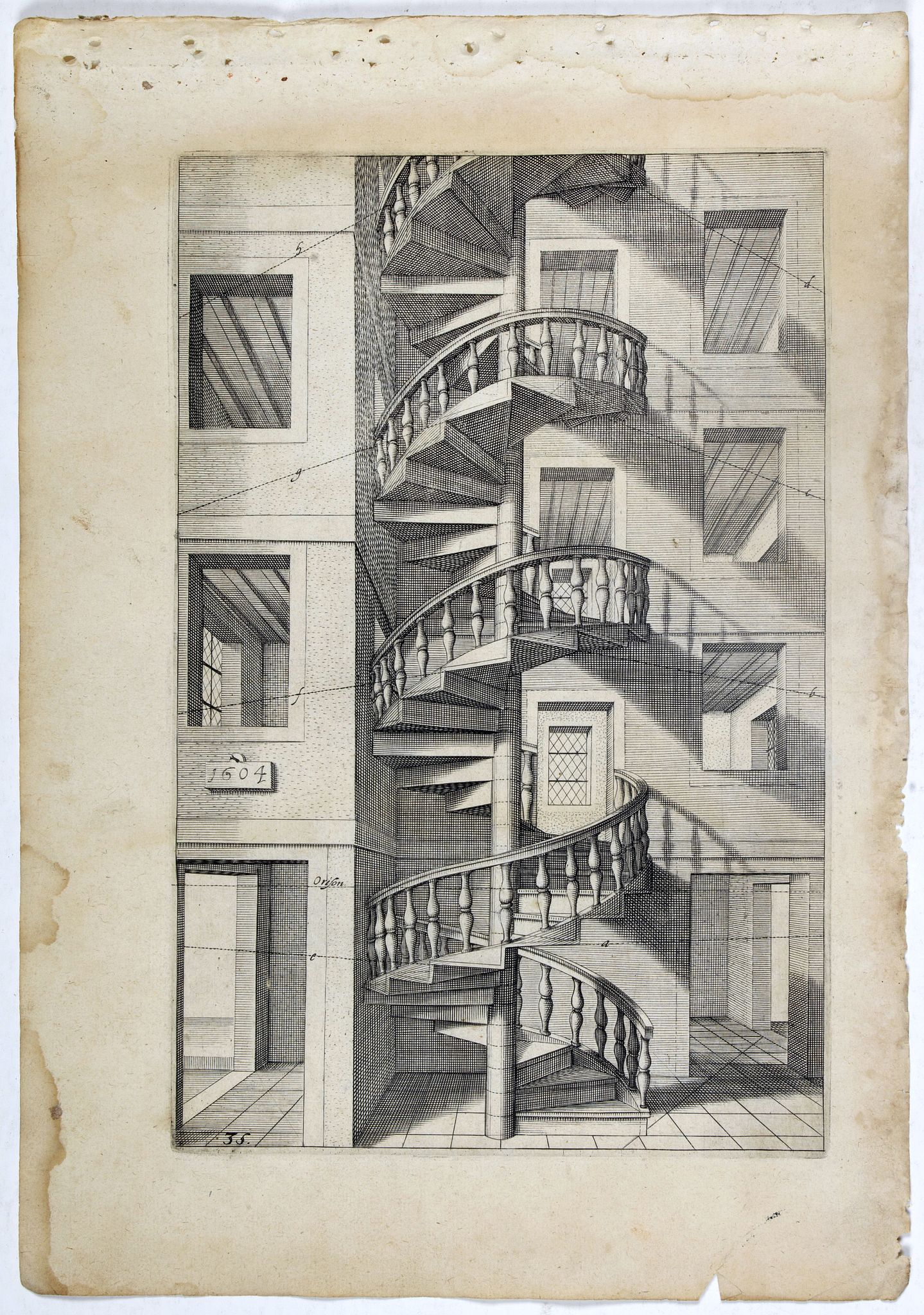 VREDEMAN DE VRIES, J. / HONDIUS, H., Perspective print by Vredeman de Vries. 35., antique map, old maps