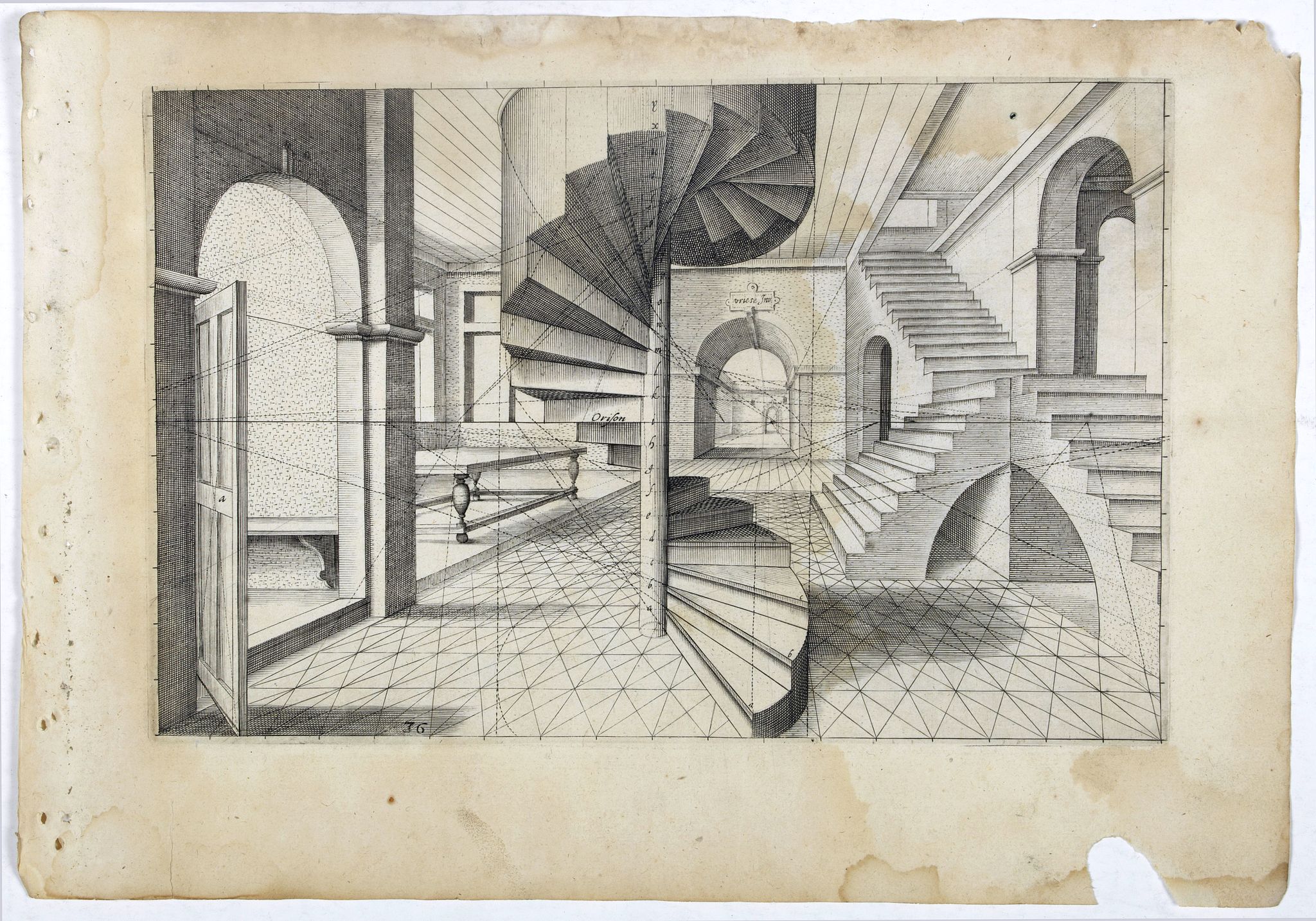 VREDEMAN DE VRIES, J. / HONDIUS, H., Perspective print by Vredeman de Vries. 36., antique map, old maps